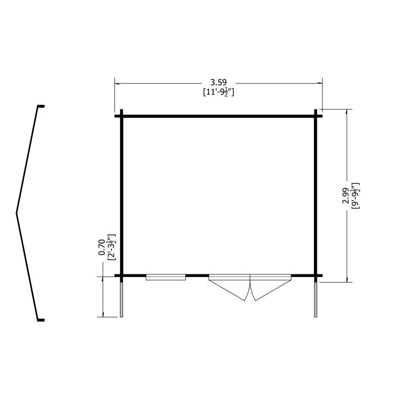 Marlborough 10' 11" x 9' 9" Reverse Apex Log Cabin - Classic 28mm Cladding Tongue & Groove - Image 8