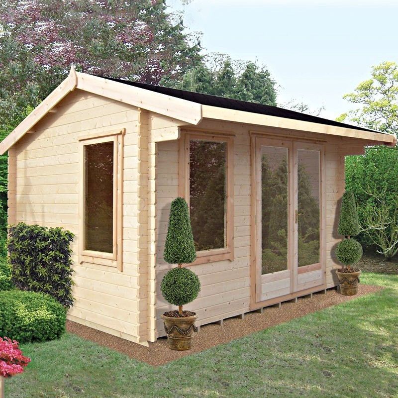 Marlborough 10' 11" x 7' 10" Reverse Apex Log Cabin - Classic 28mm Cladding Tongue & Groove