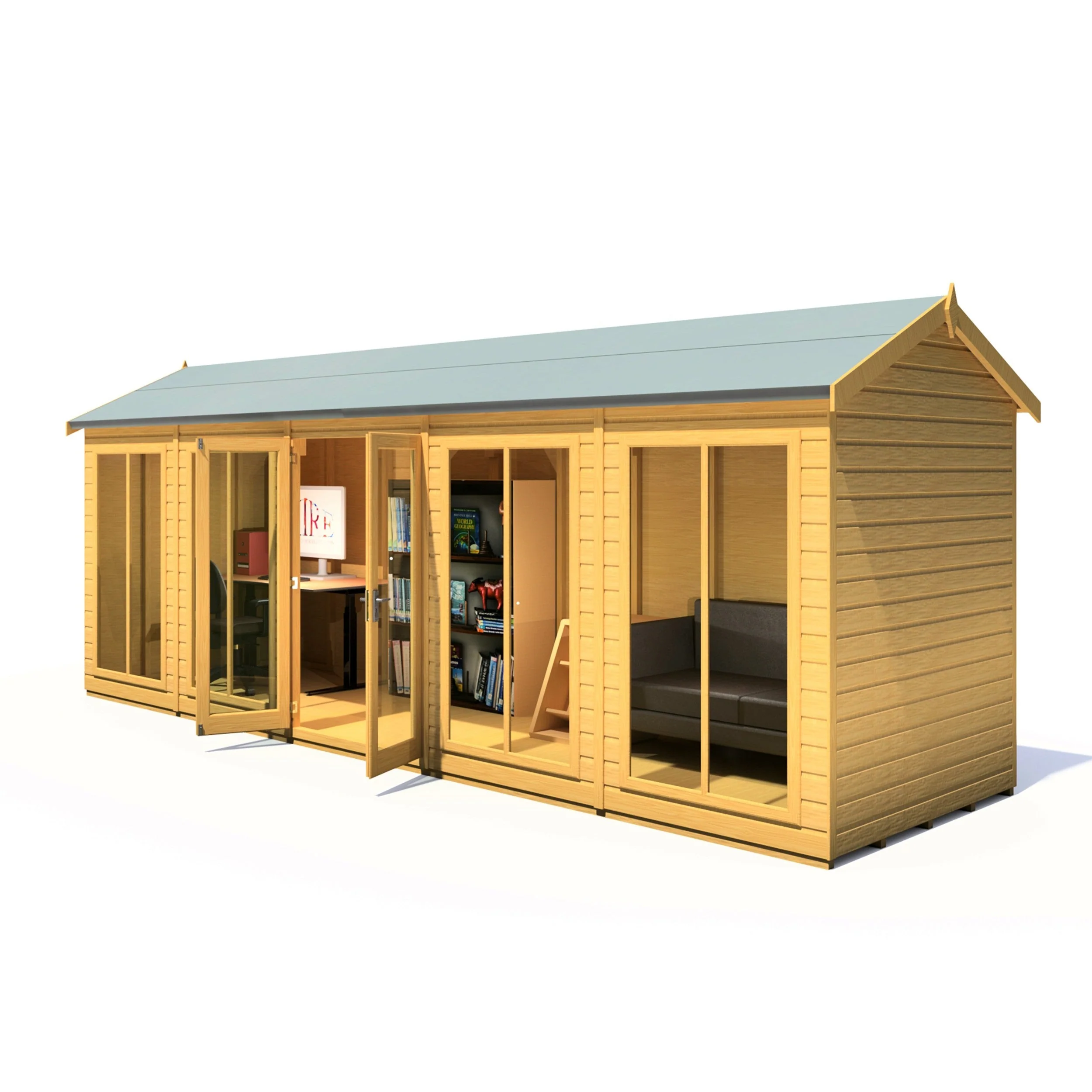 Shire Mayfield 5' 7" x 19' 6" Reverse Apex Summerhouse - Premium Dip Treated Shiplap - Image 8