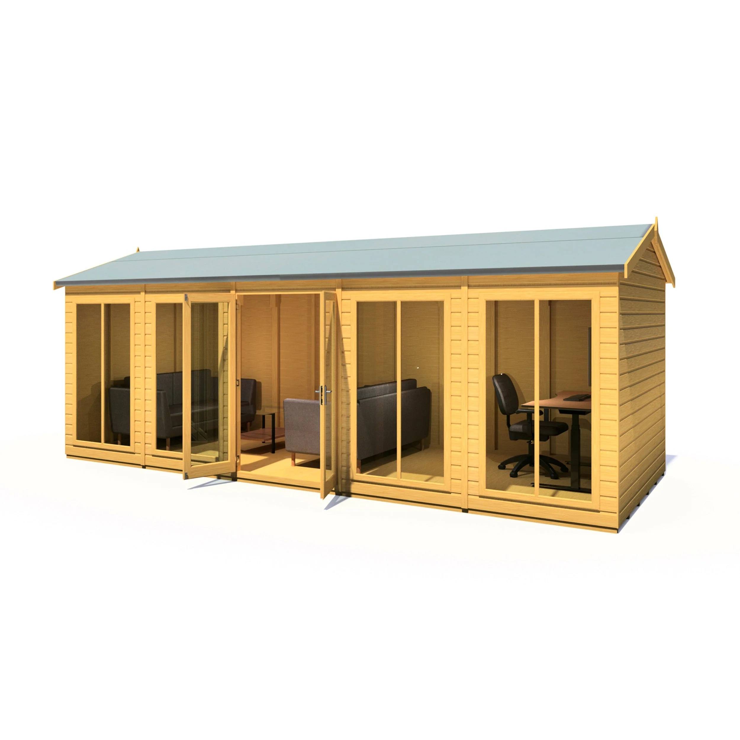 Shire Mayfield 7' 7" x 19' 6" Reverse Apex Summerhouse - Premium Dip Treated Shiplap - Image 8