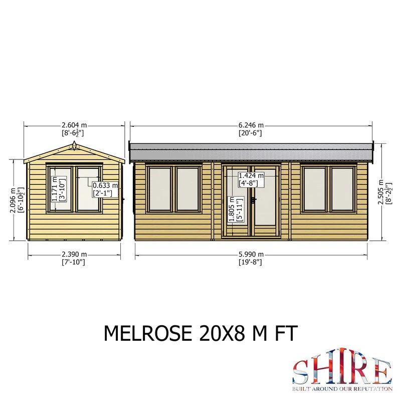 Shire Melrose 7' 10" x 19' 7" Reverse Apex Garden Office - Premium Coated Overlap - Image 9