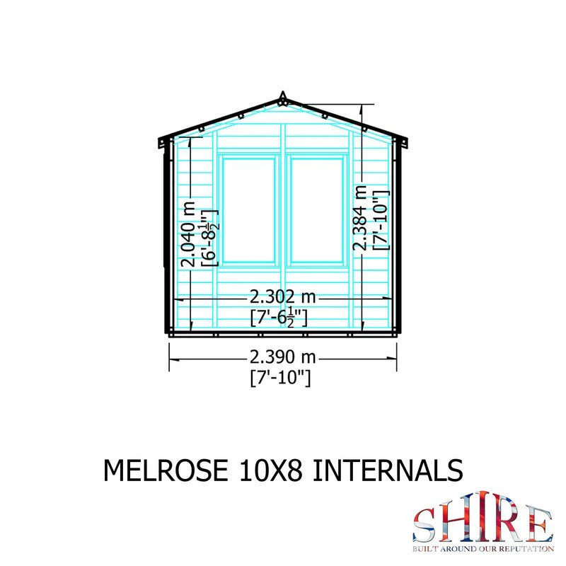 Shire Melrose 7' 10" x 9' 9" Reverse Apex Garden Office - Premium Coated Overlap - Image 10