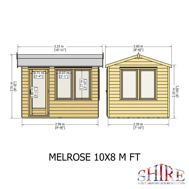 Shire Melrose 7' 10" x 9' 9" Reverse Apex Garden Office - Premium Coated Overlap - Image 11