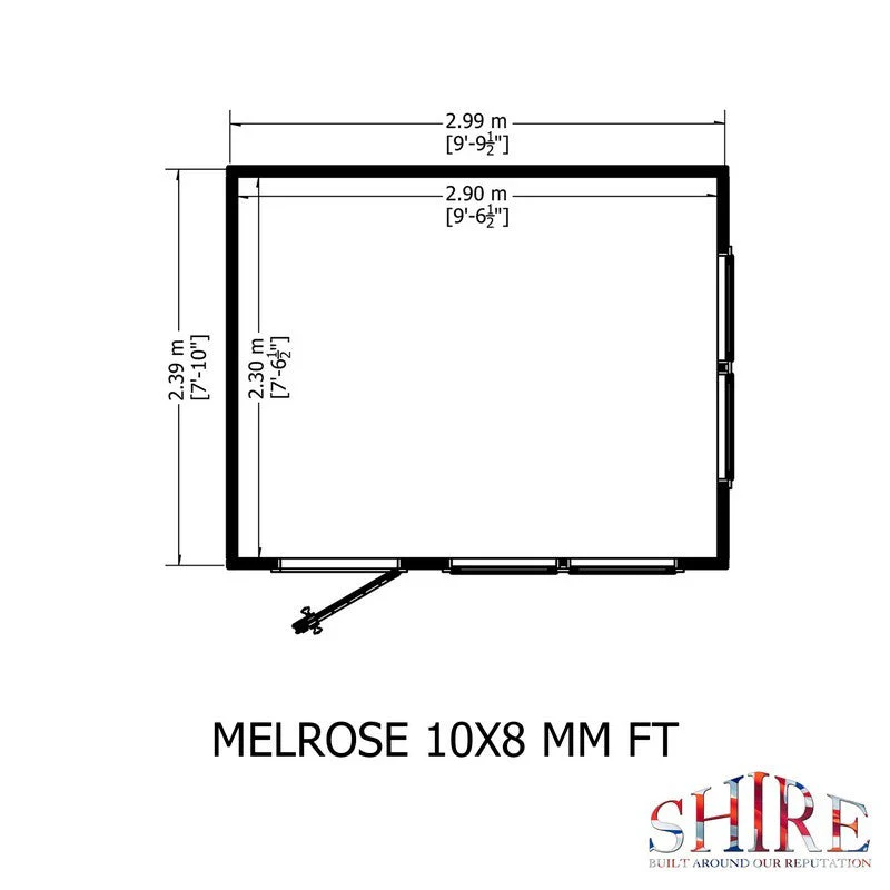 Shire Melrose 7' 10" x 9' 9" Reverse Apex Garden Office - Premium Coated Overlap - Image 7