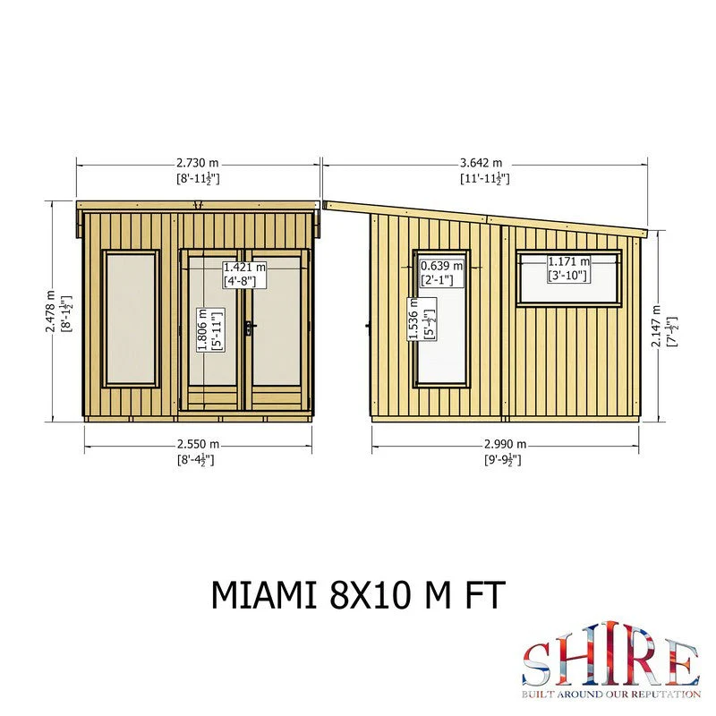 Shire Miami 9' 9" x 8' 4" Pent Summerhouse - Premium Dip Treated Shiplap - Image 11