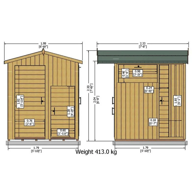 Shire Multi 6' 6" x 7' 7" Pent Garden Store - Premium Dip Treated Shiplap - Image 4