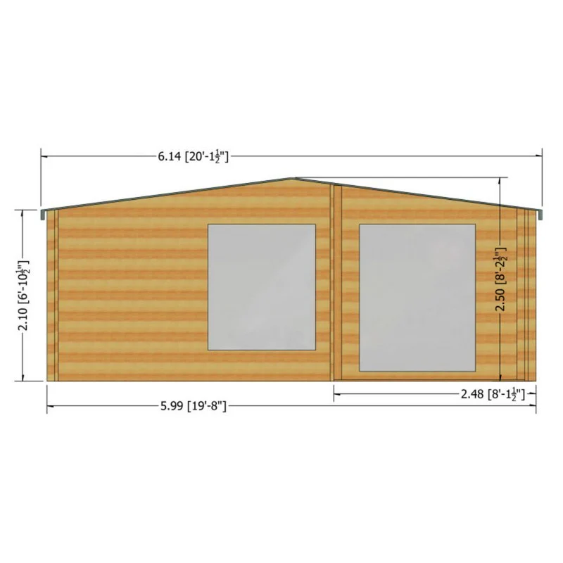 Shire New Forest 19' 7" x 12' 9" Apex Log Cabin - Premium 44mm Cladding Tongue & Groove - Image 7