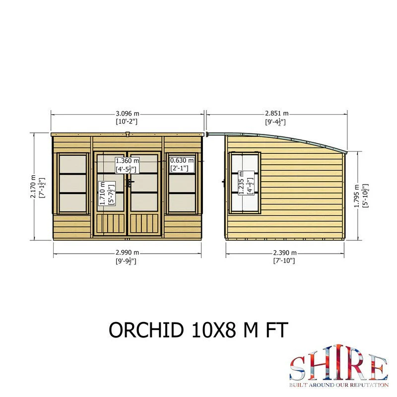 Shire Orchid 7' 7" x 9' 9" Curved Summerhouse - Premium Dip Treated Shiplap - Image 11