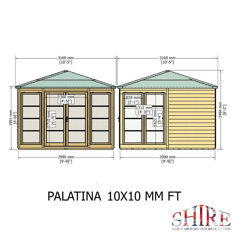 Shire Palatina 10' 4" x 10' 4" Pyramid Hip Summerhouse - Premium Dip Treated Shiplap - Image 11