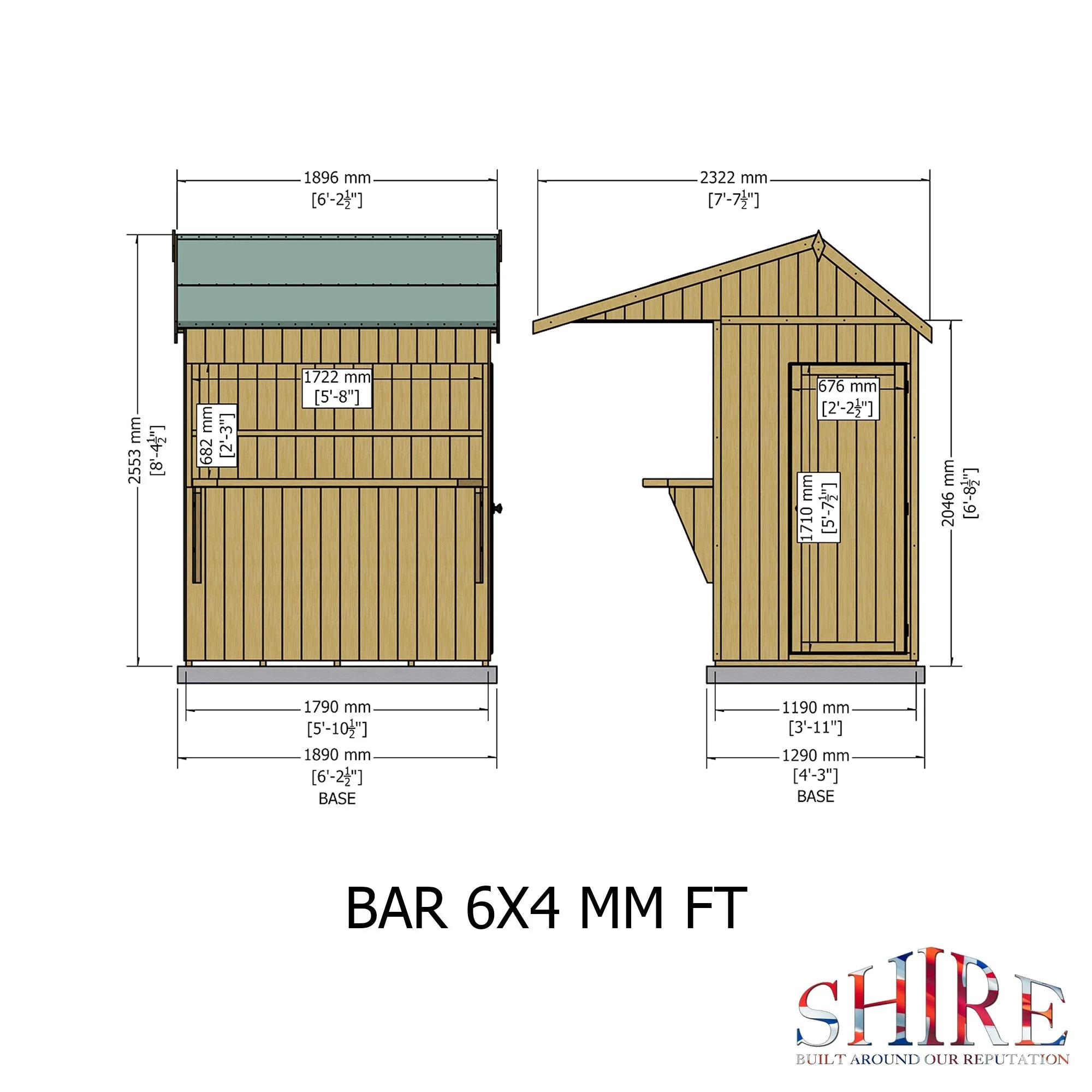 Paradise 3' 8" x 5' 10" Reverse Apex Shed - Premium Dip Treated Shiplap - Image 4