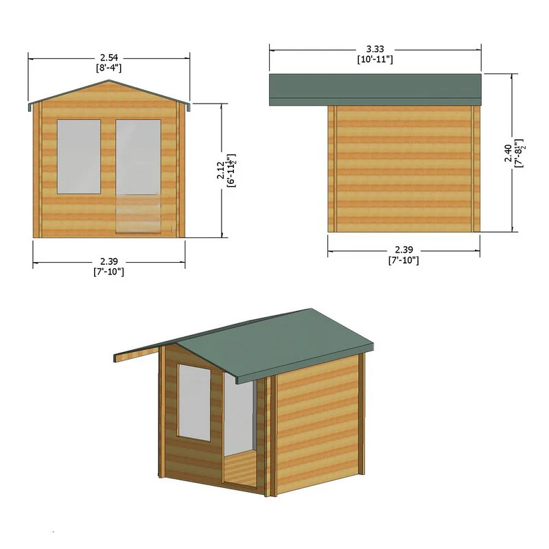 Peckover 7' x 7' 10" Apex Log Cabin - Budget 19mm Cladding Tongue & Groove - Image 8