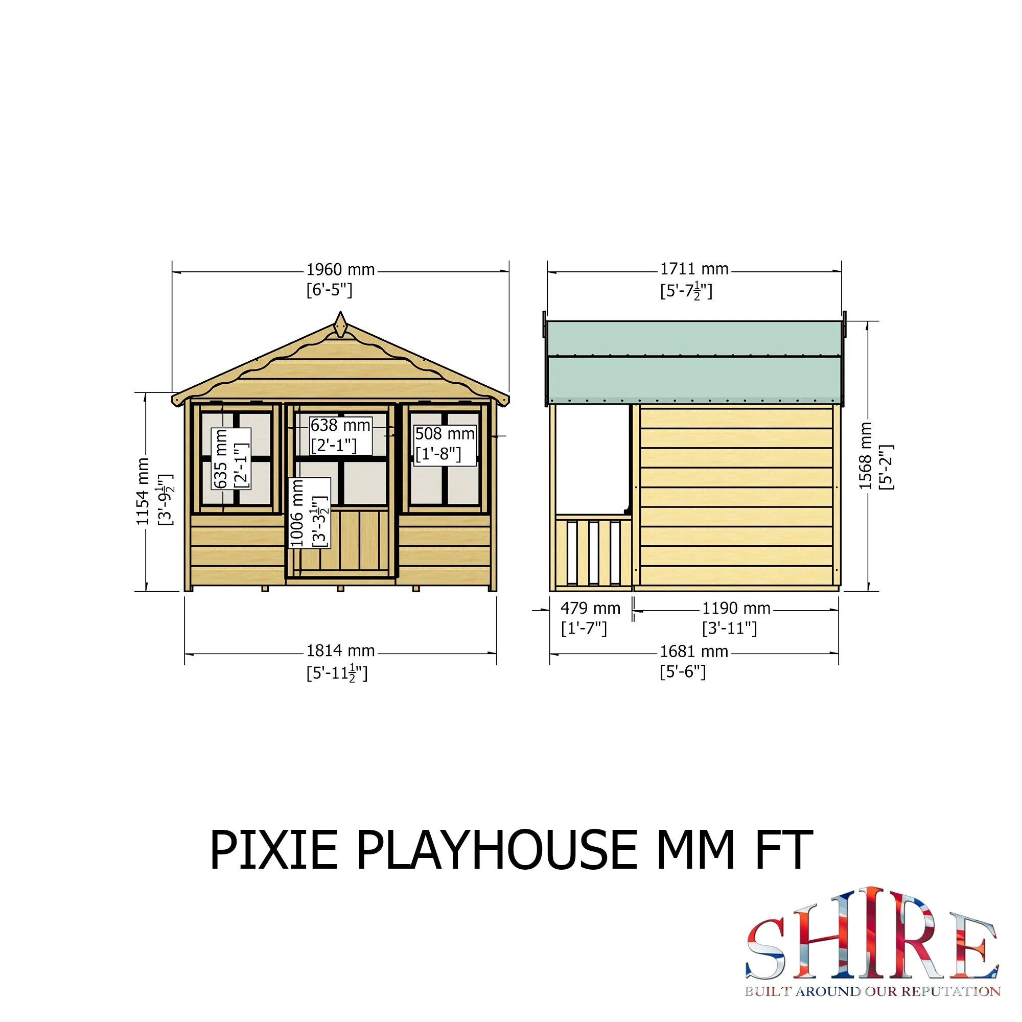 Pixie 3' 8" x 5' 10" Apex Children's Playhouse - Premium Dip Treated Shiplap - Image 4