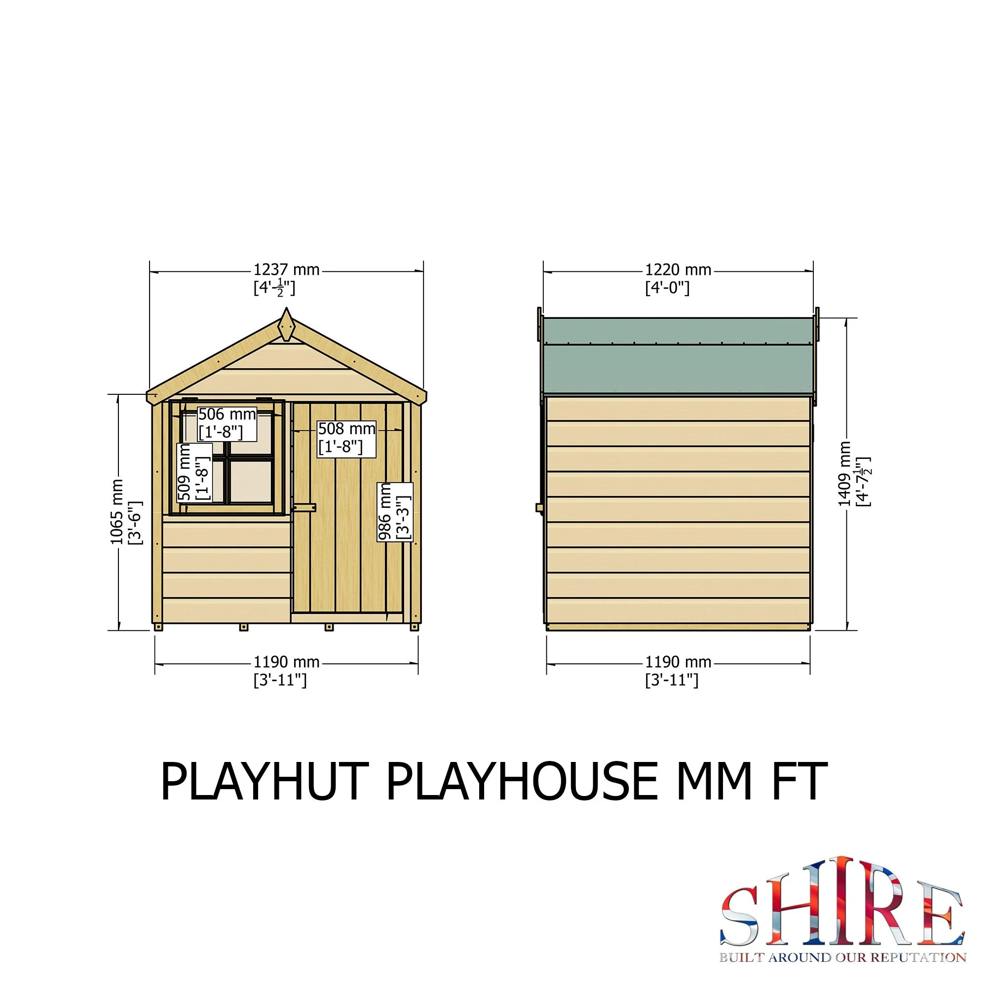 Playhut 3' 8" x 3' 10" Apex Children's Playhouse - Premium Dip Treated Shiplap - Image 4