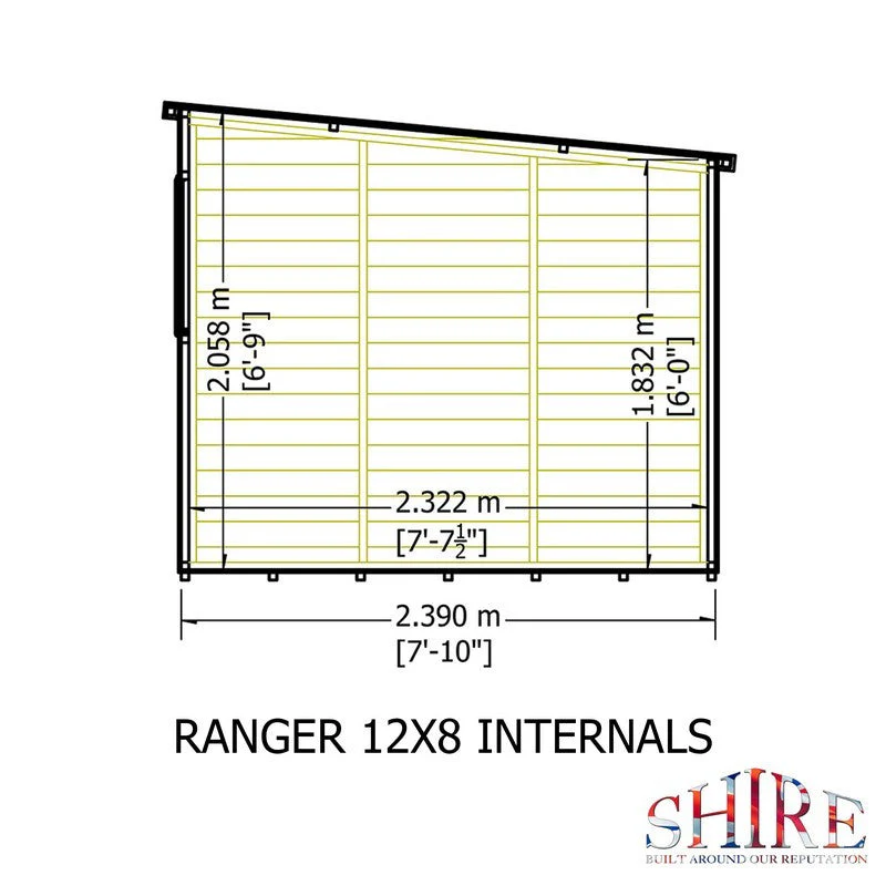 Shire Ranger 7' 10" x 11' 9" Pent Shed - Premium Coated Shiplap - Image 8