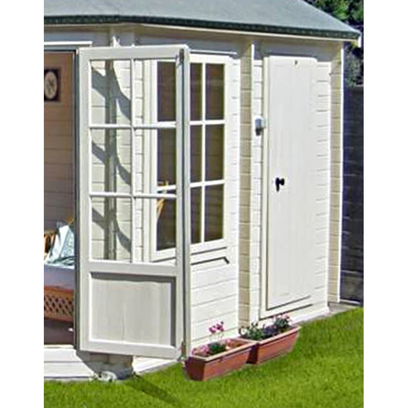 Shire Rowney 14' x 10' Hexagonal Hip Log Cabin - Premium 28mm Cladding Tongue & Groove - Image 3