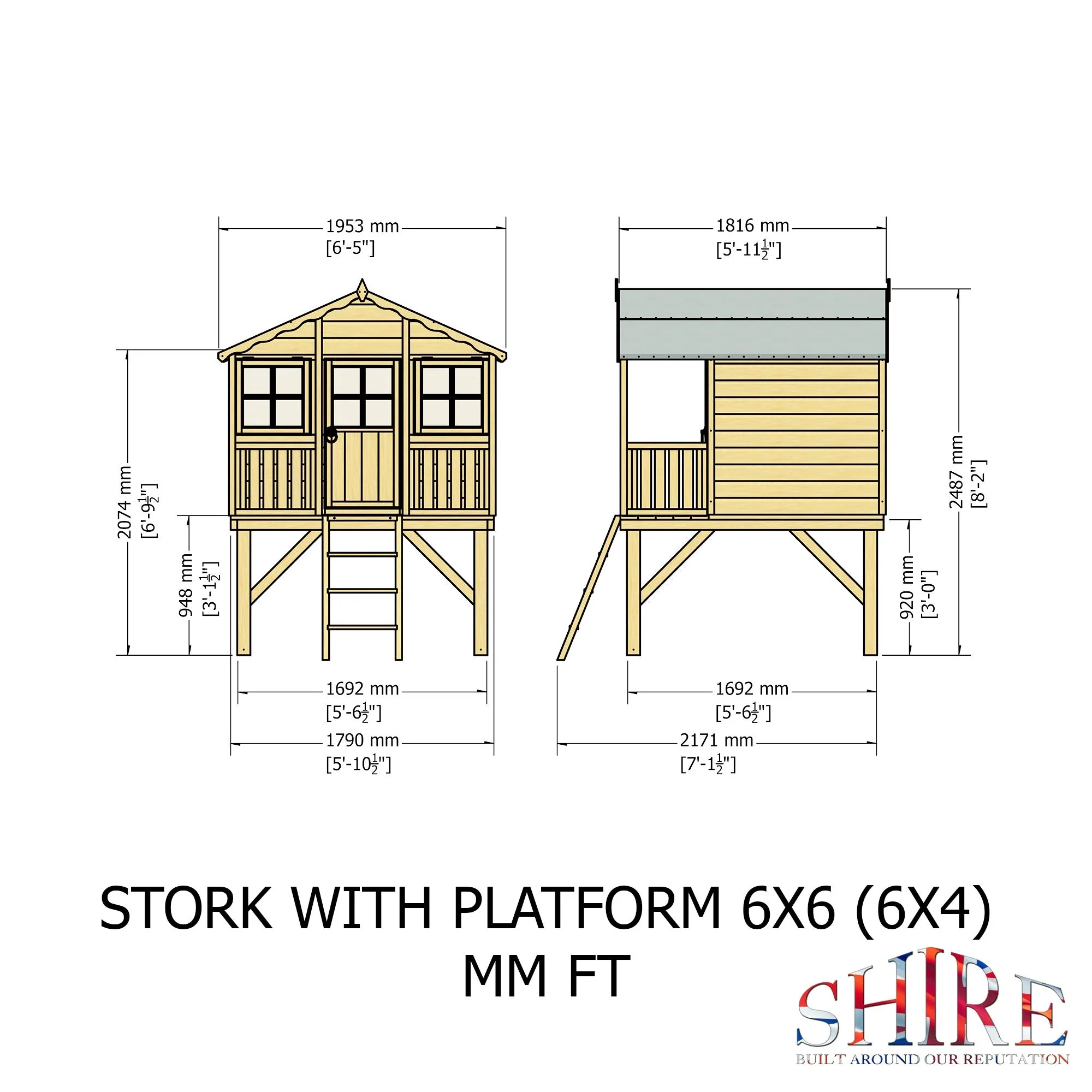 Shire Stork 5' 10" x 5' 11" Apex Children's Playhouse - Premium Dip Treated Shiplap - Image 5