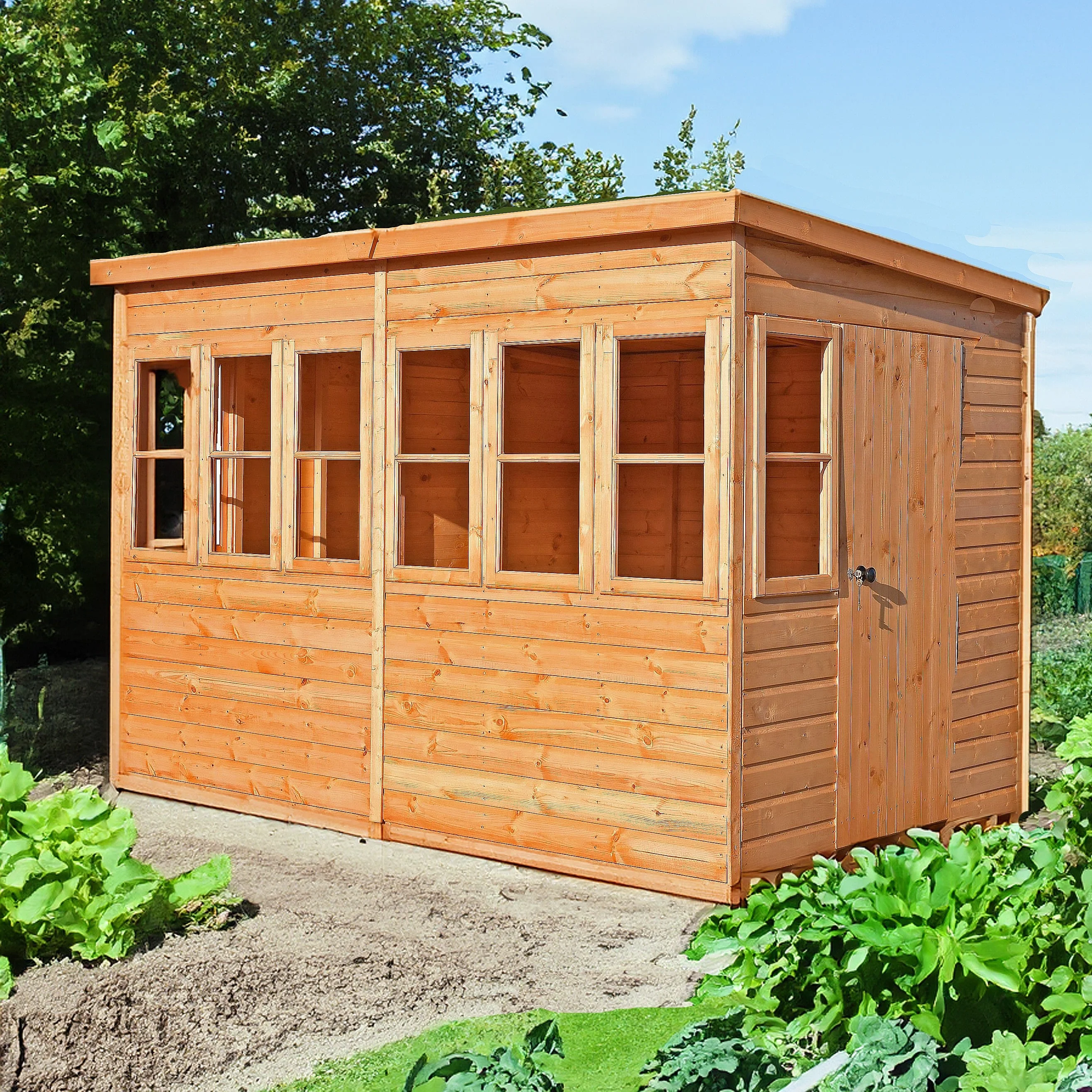 Sun 5' 7" x 9' 11" Pent Potting Shed - Premium Dip Treated Shiplap - Image 5