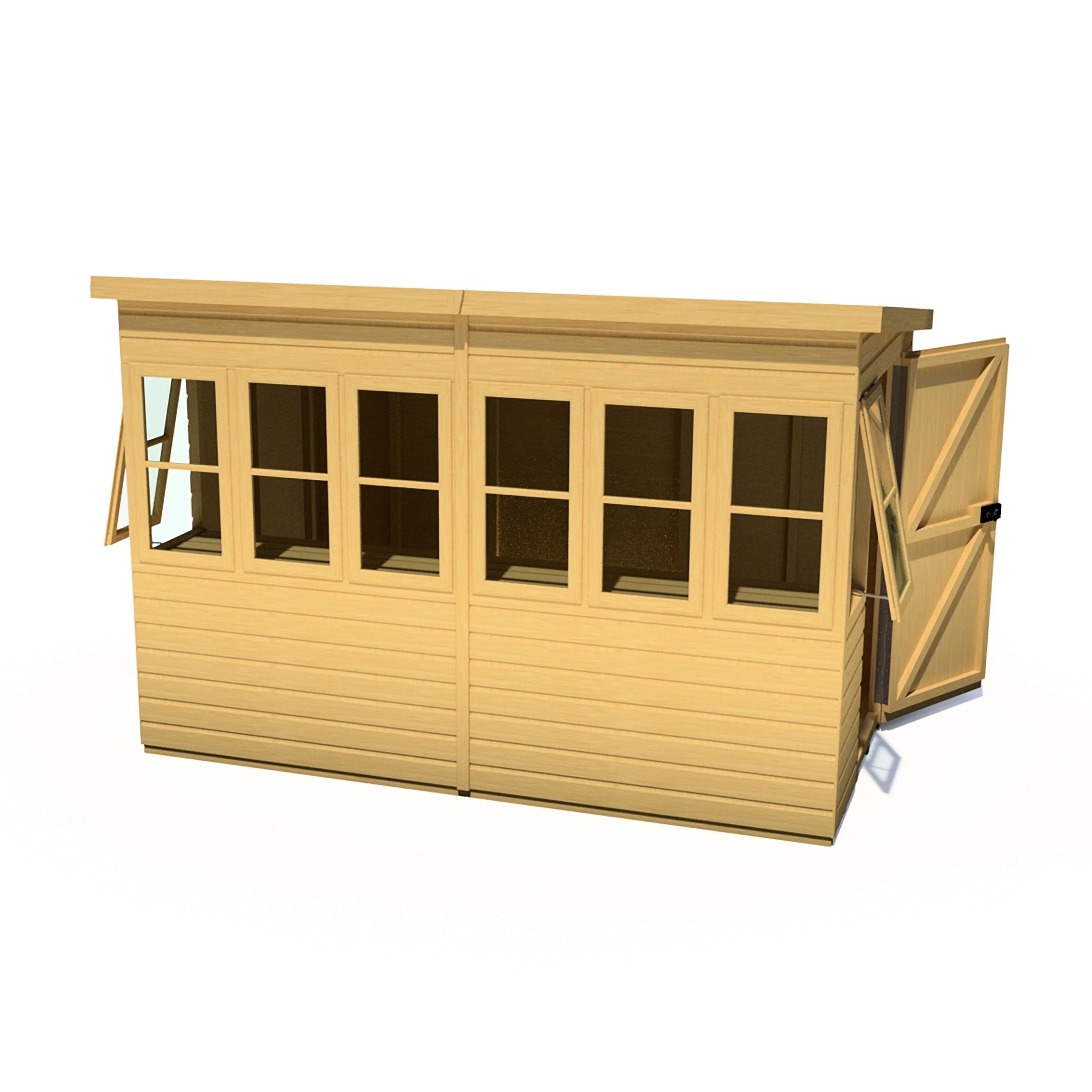 Sun 5' 7" x 9' 11" Pent Potting Shed - Premium Dip Treated Shiplap - Image 9