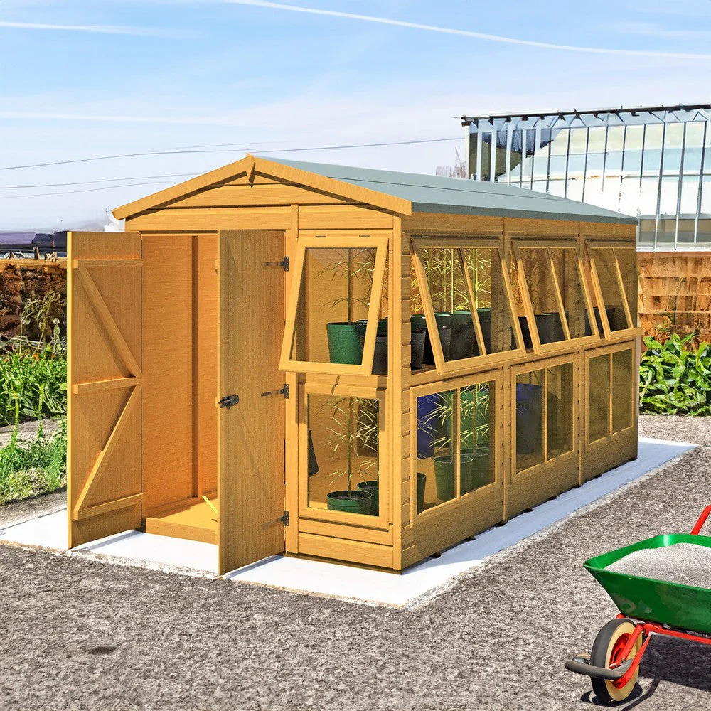 Shire Sun Hut 11' 5" x 6' 1" Apex Potting Shed - Premium Coated Shiplap