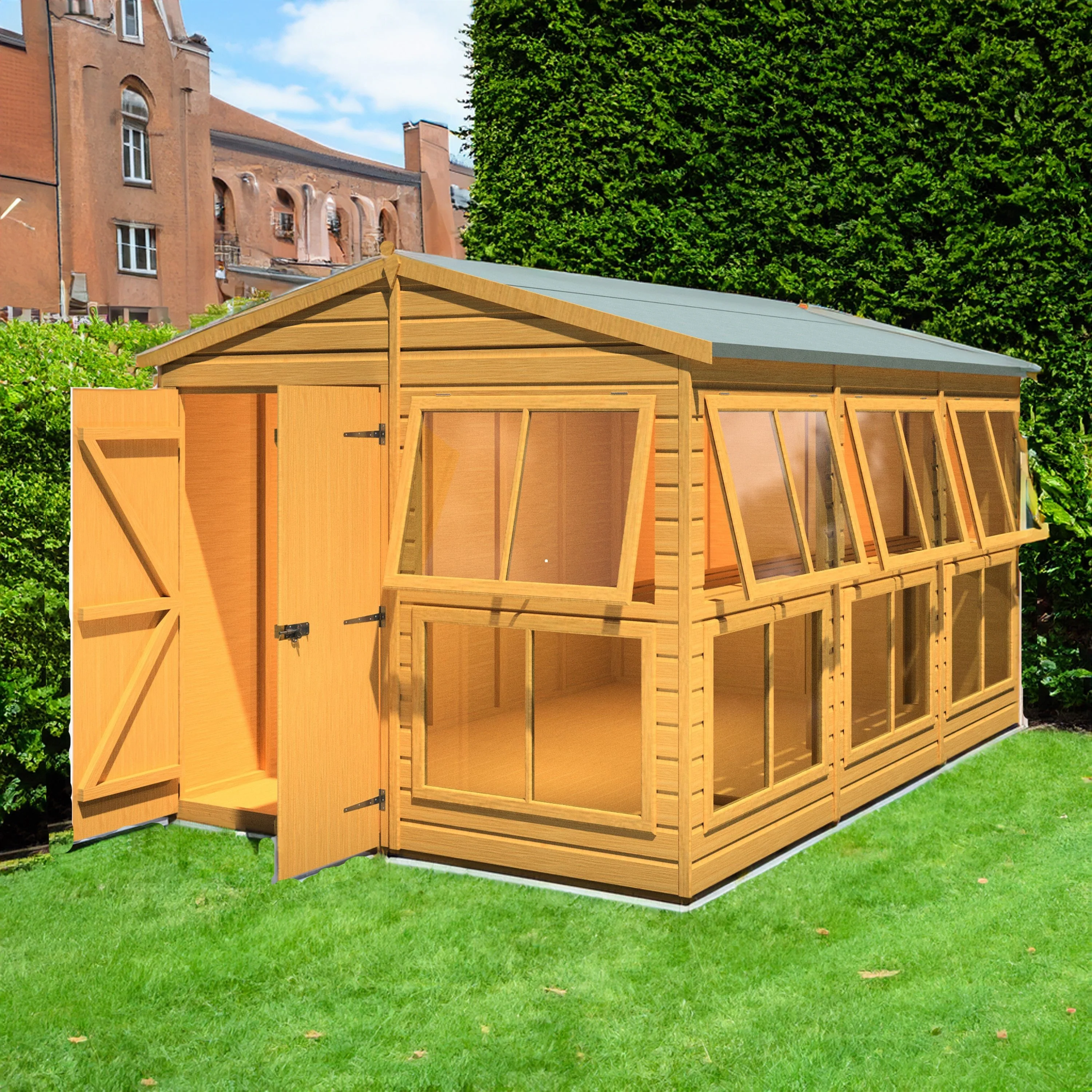 Shire Sun Hut 11' 5" x 8' Apex Potting Shed - Premium Coated Shiplap