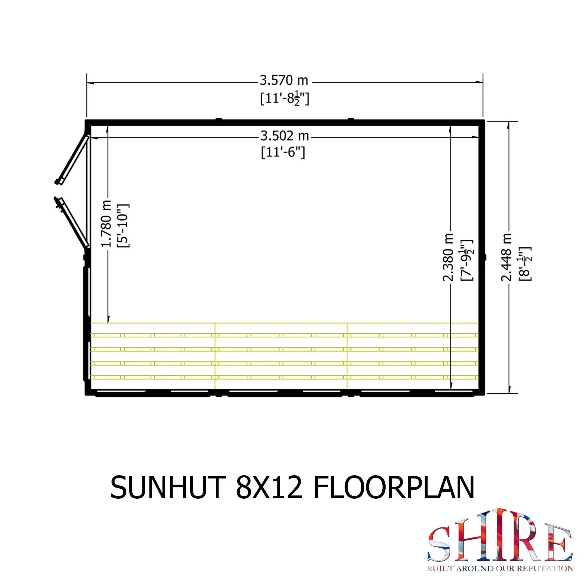 Shire Sun Hut 11' 5" x 8' Apex Potting Shed - Premium Coated Shiplap - Image 3