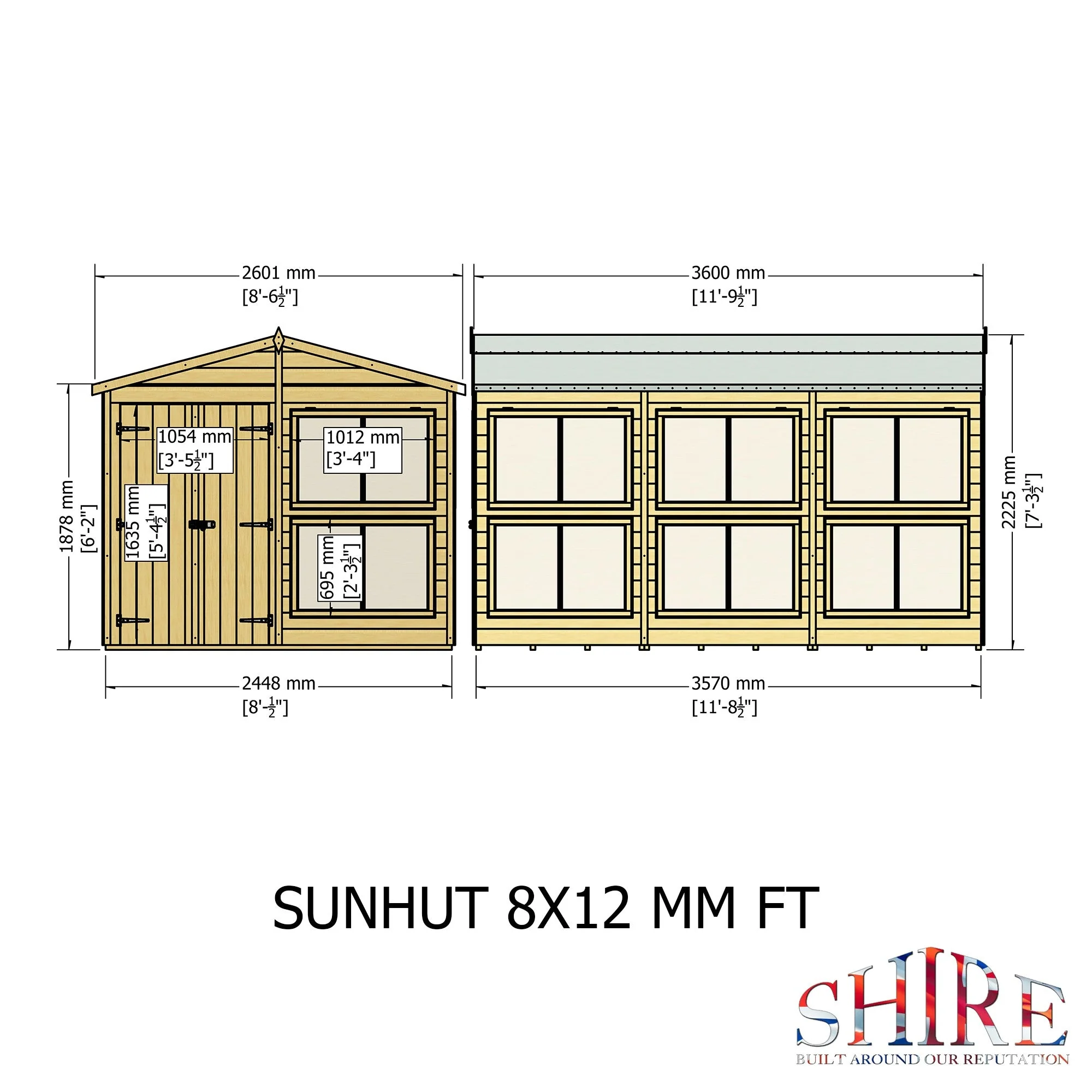 Shire Sun Hut 11' 5" x 8' Apex Potting Shed - Premium Coated Shiplap - Image 4