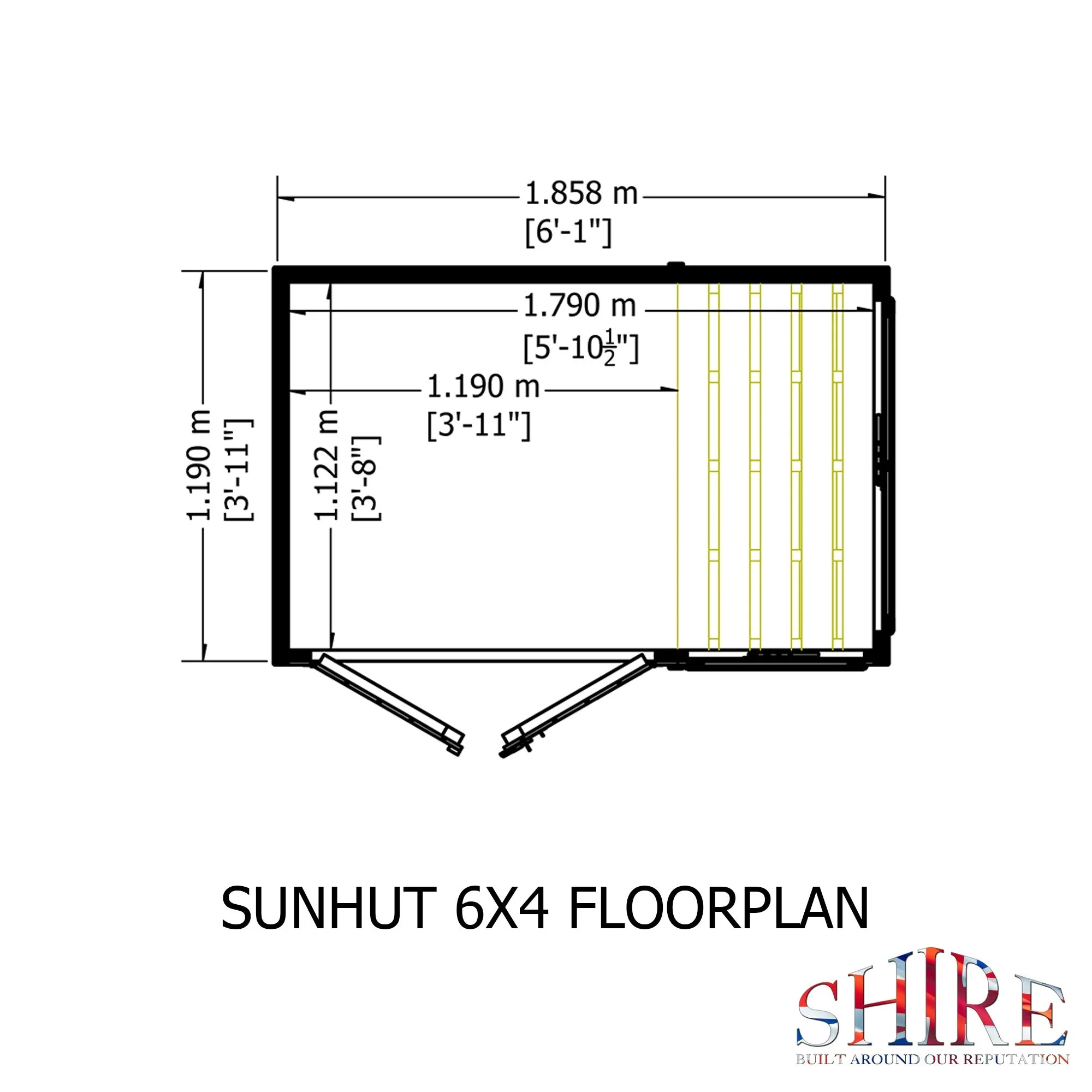 Shire Sun Hut 3' 8" x 6' 1" Apex Potting Shed - Classic Coated Shiplap - Image 3