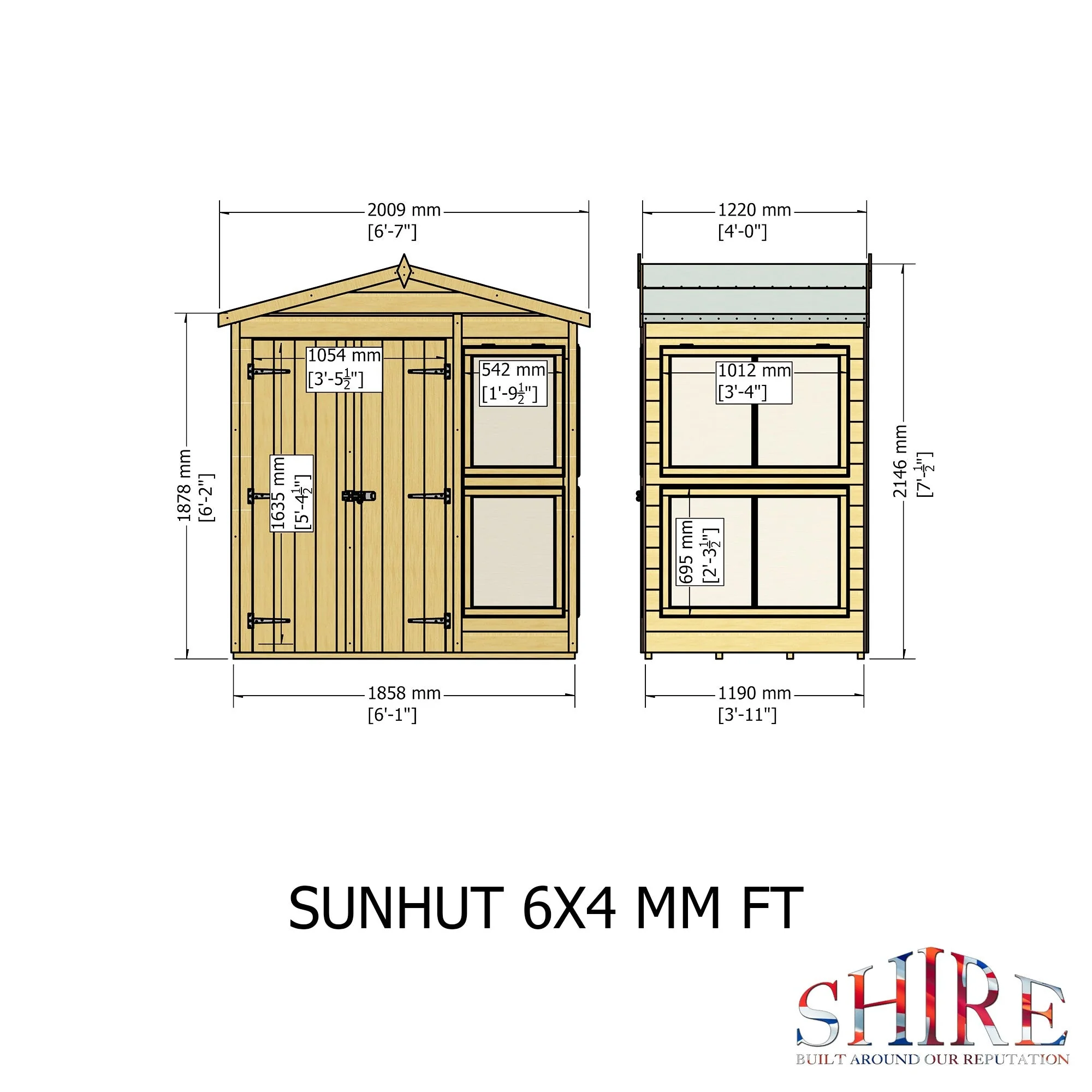 Shire Sun Hut 3' 8" x 6' 1" Apex Potting Shed - Classic Coated Shiplap - Image 4