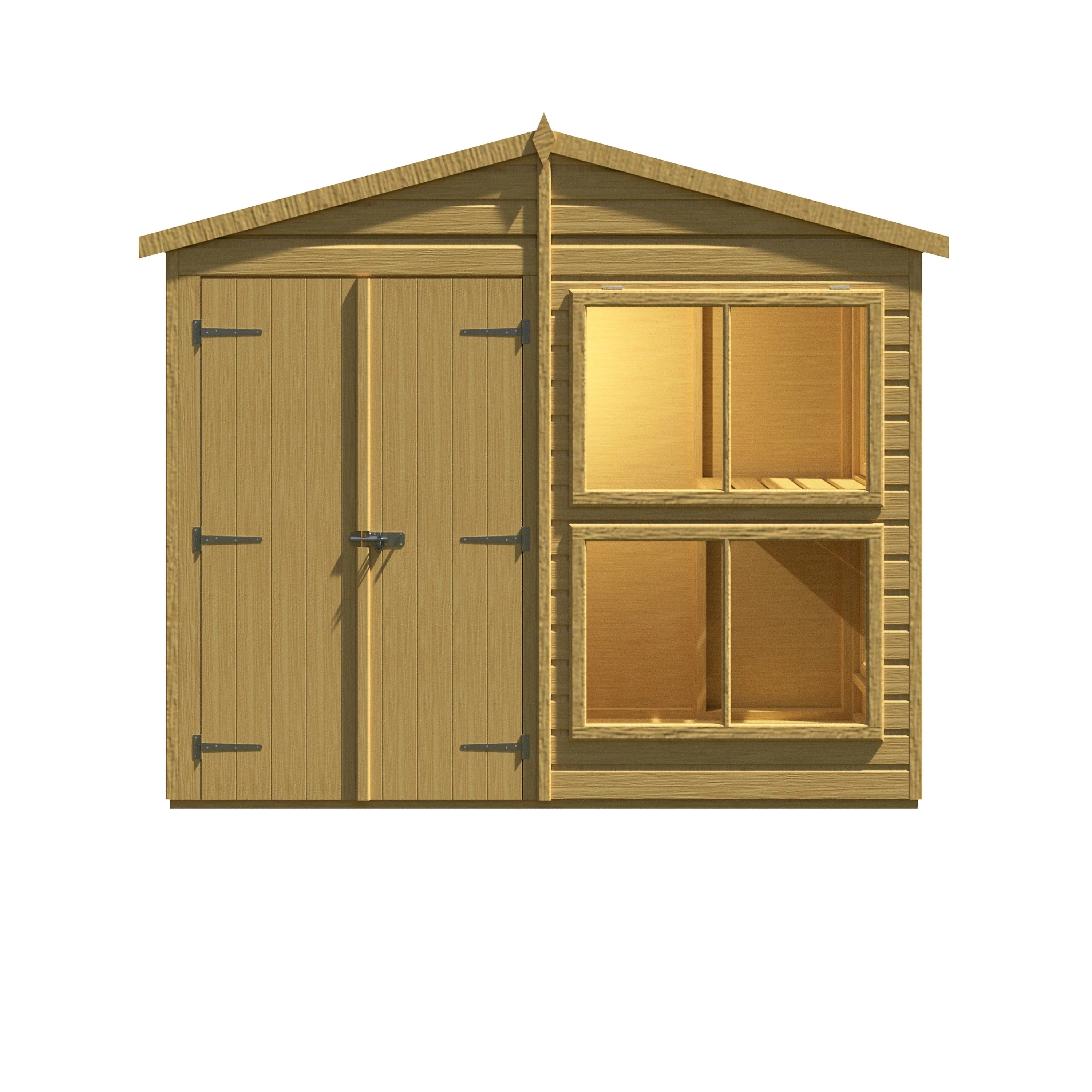 Shire Sun Hut 3' 8" x 8' Apex Potting Shed - Classic Coated Shiplap - Image 2