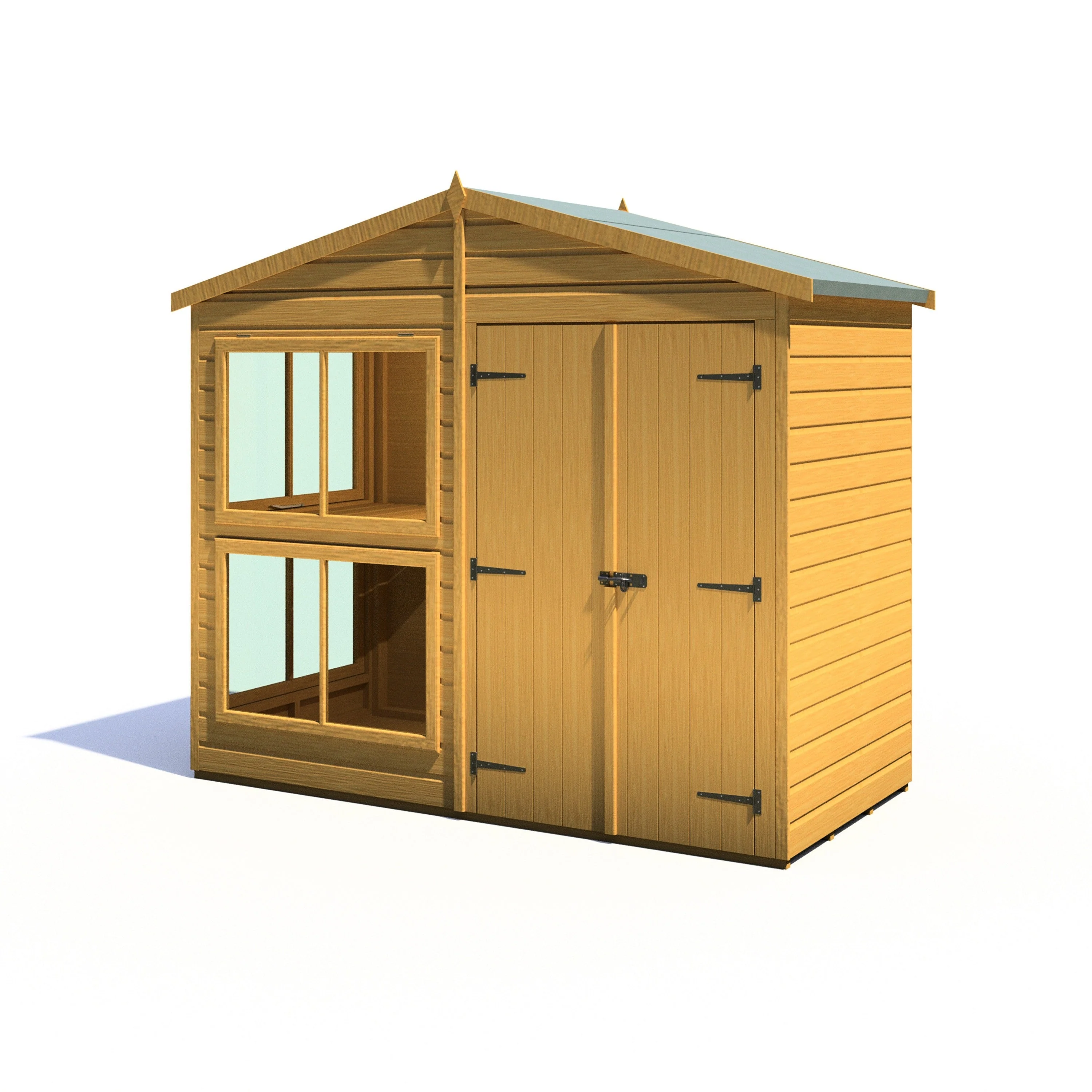 Shire Sun Hut 3' 8" x 8' Apex Potting Shed - Classic Coated Shiplap - Image 5