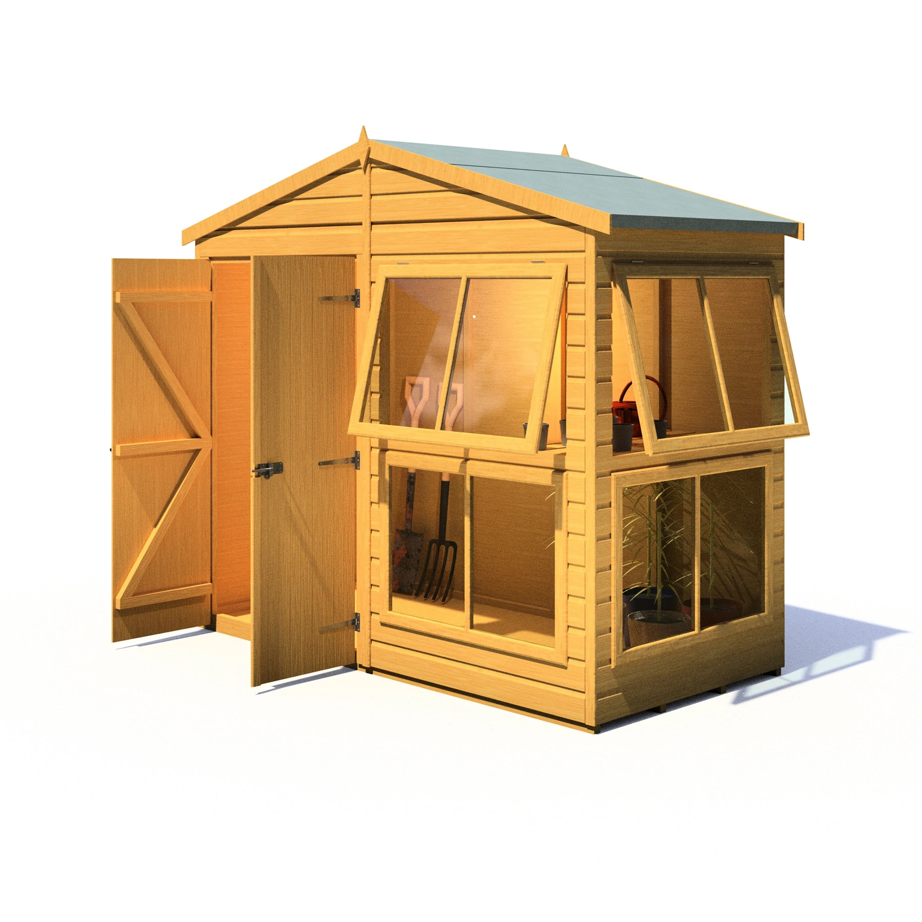 Shire Sun Hut 3' 8" x 8' Apex Potting Shed - Classic Coated Shiplap - Image 6
