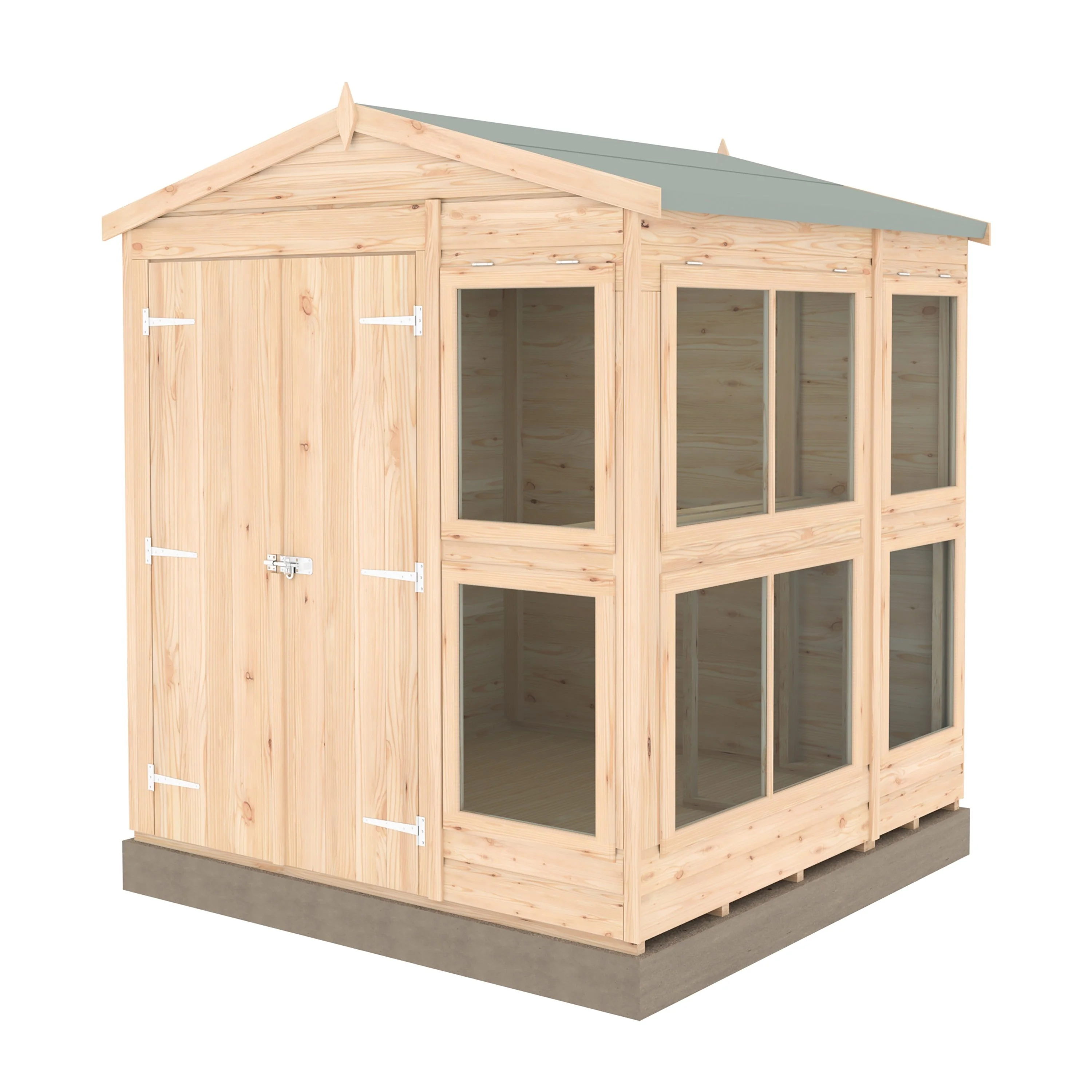 Shire Sun Hut 5' 7" x 6' 1" Apex Potting Shed - Classic Coated Shiplap