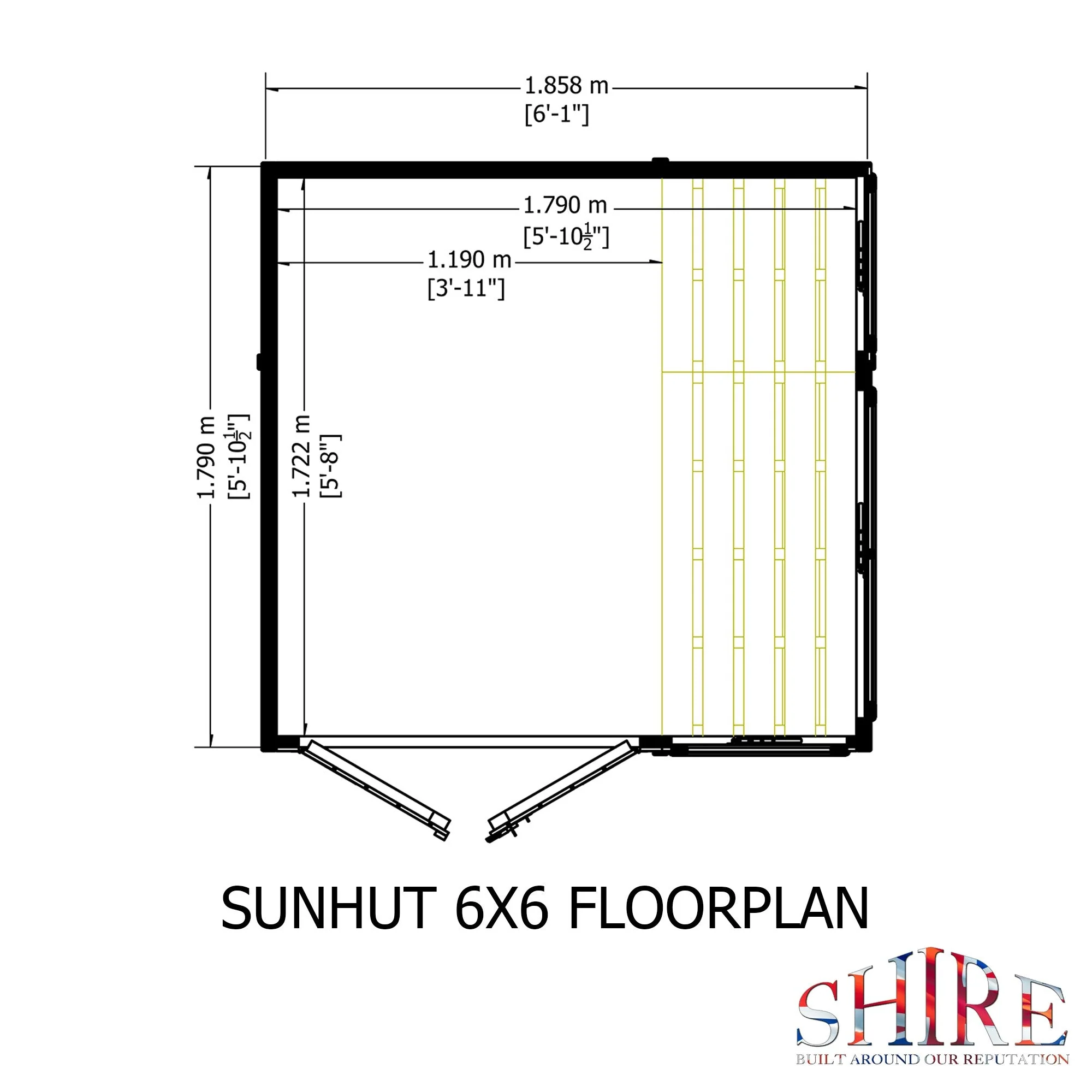 Shire Sun Hut 5' 7" x 6' 1" Apex Potting Shed - Classic Coated Shiplap - Image 3