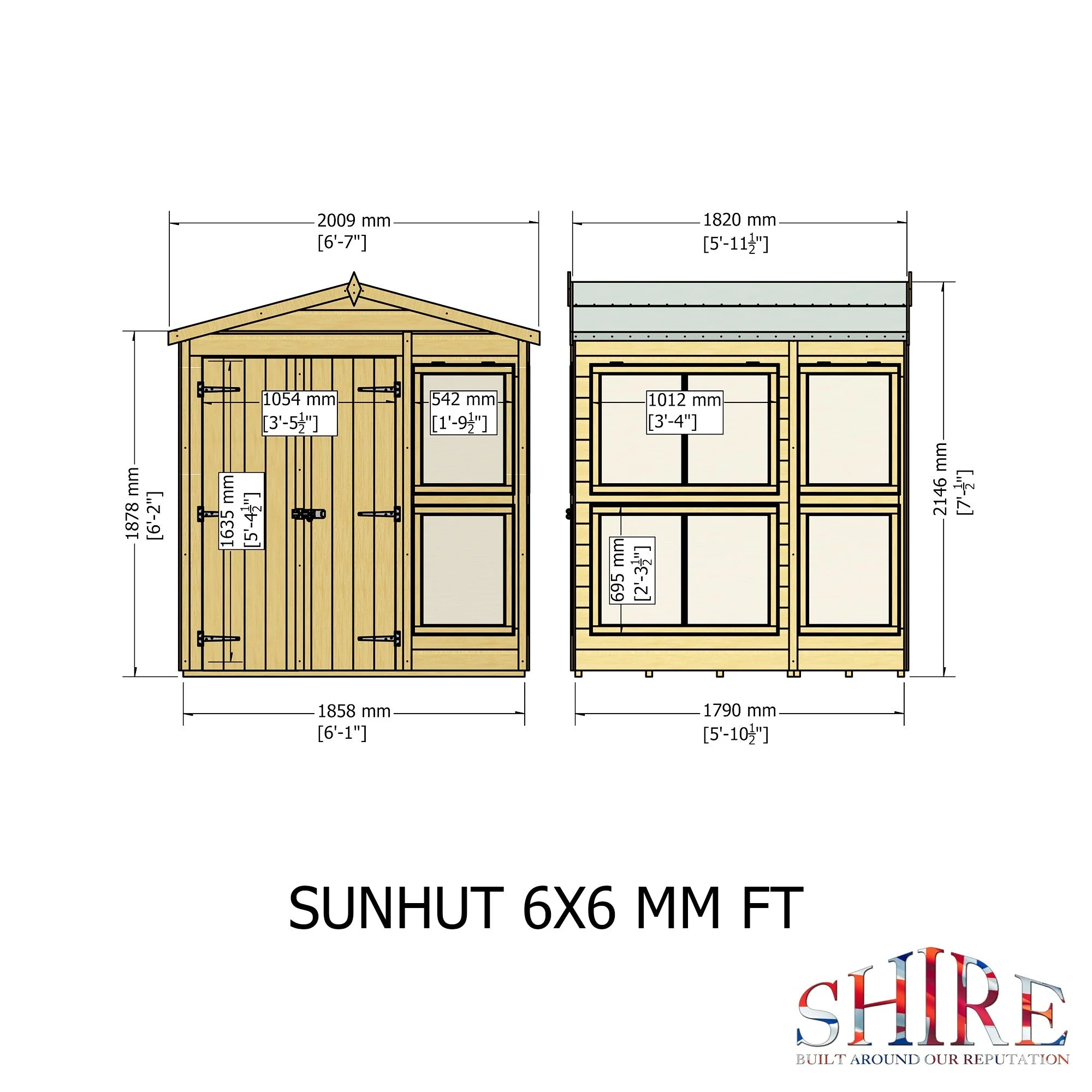 Shire Sun Hut 5' 7" x 6' 1" Apex Potting Shed - Classic Coated Shiplap - Image 4