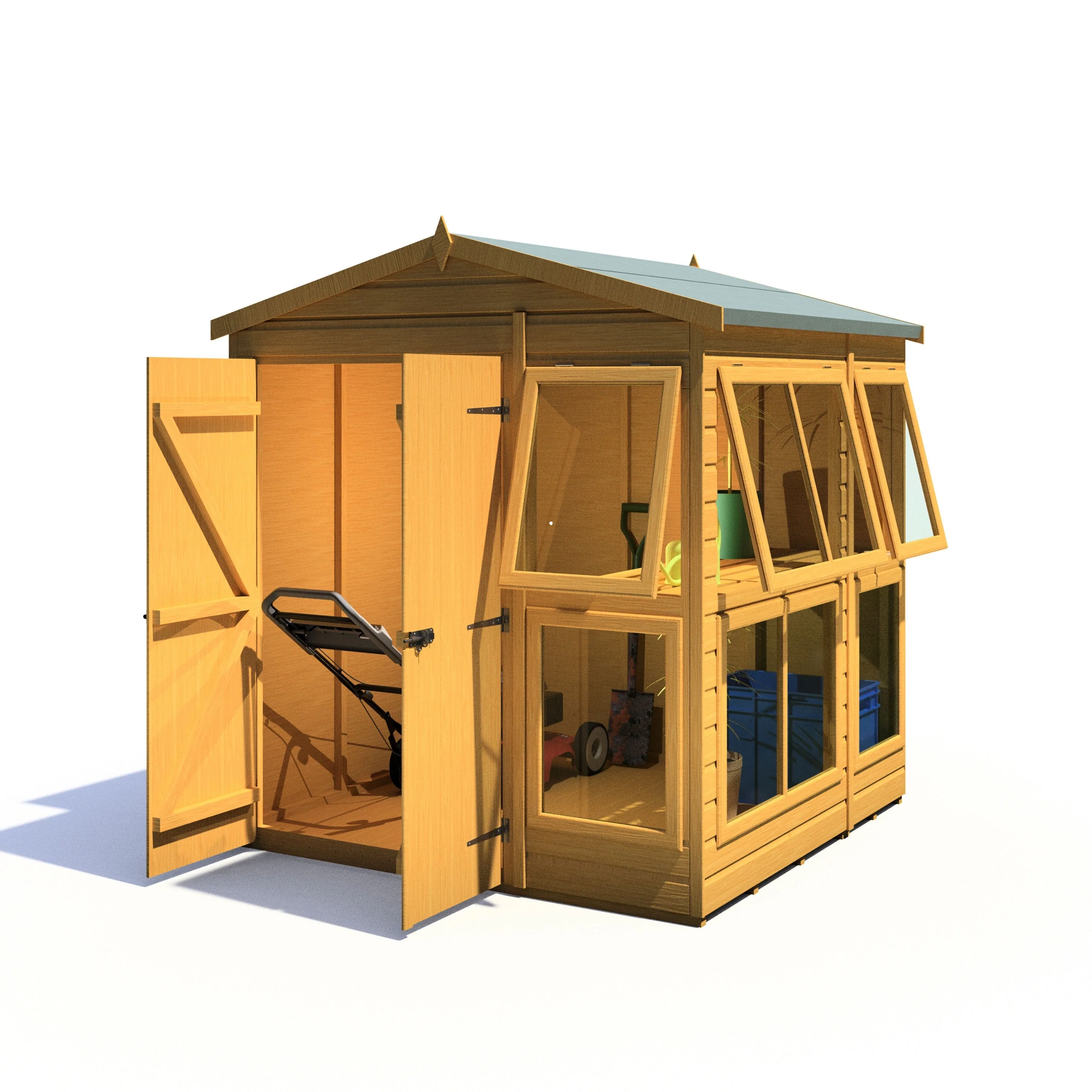 Shire Sun Hut 5' 7" x 6' 1" Apex Potting Shed - Classic Coated Shiplap - Image 6