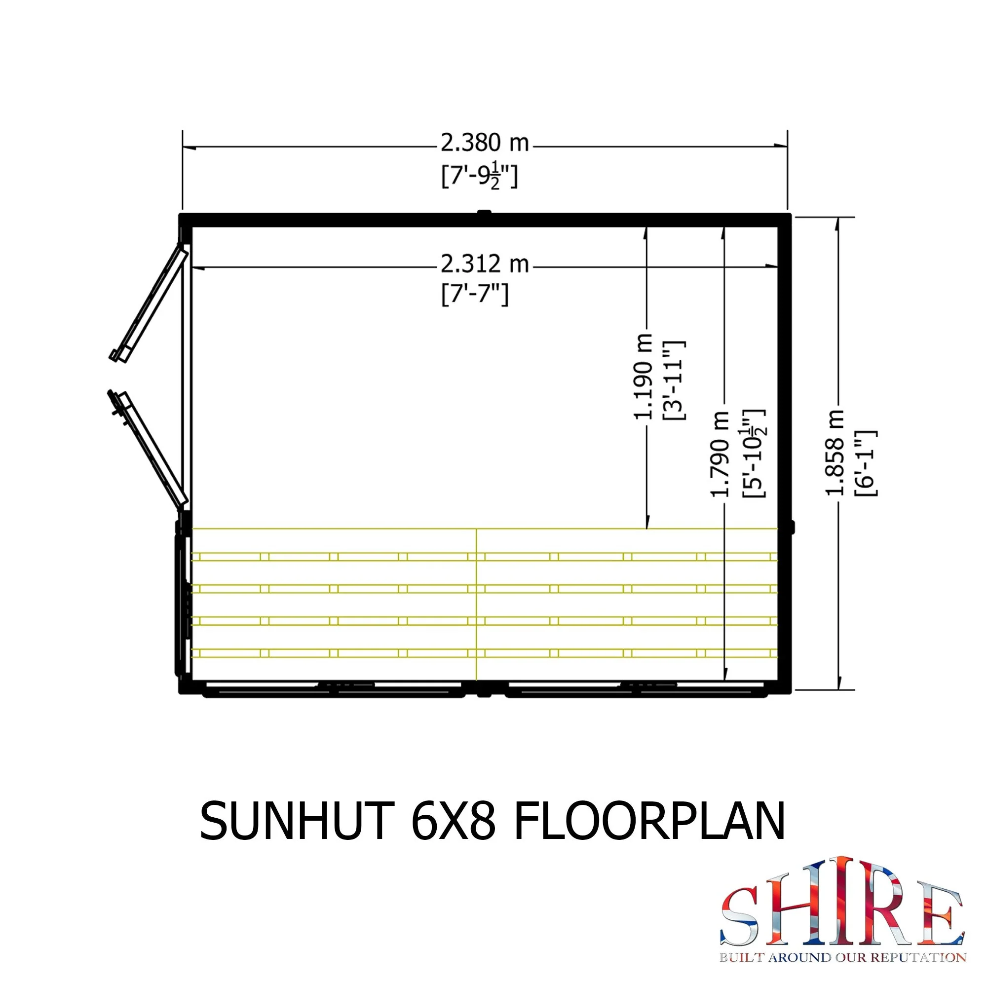 Shire Sun Hut 7' 7" x 6' 1" Apex Potting Shed - Classic Coated Shiplap - Image 2