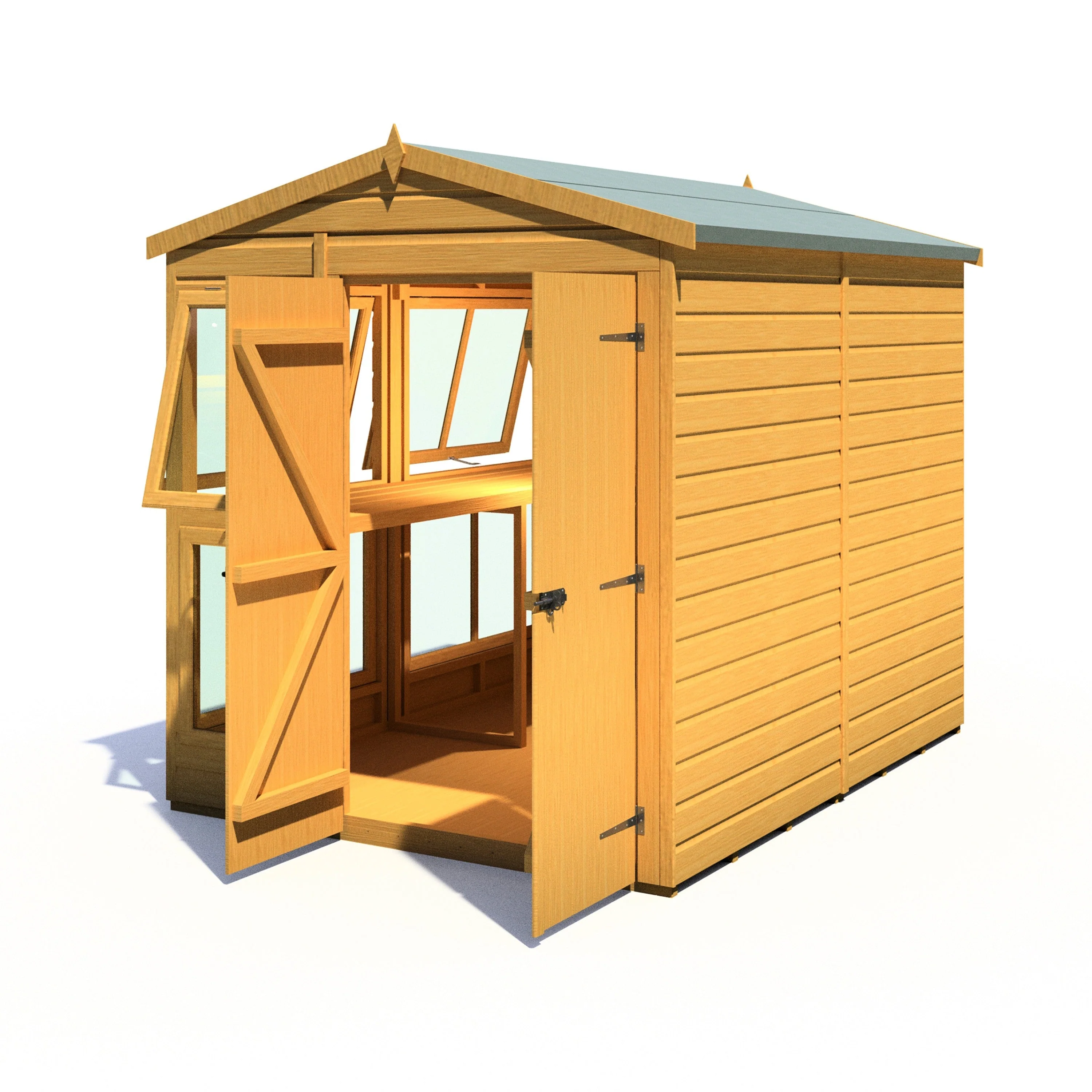 Shire Sun Hut 7' 7" x 6' 1" Apex Potting Shed - Classic Coated Shiplap - Image 8