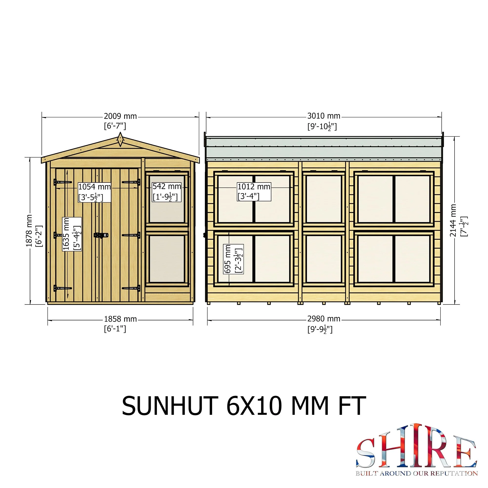 Shire Sun Hut 9' 6" x 6' 1" Apex Potting Shed - Premium Coated Shiplap - Image 4