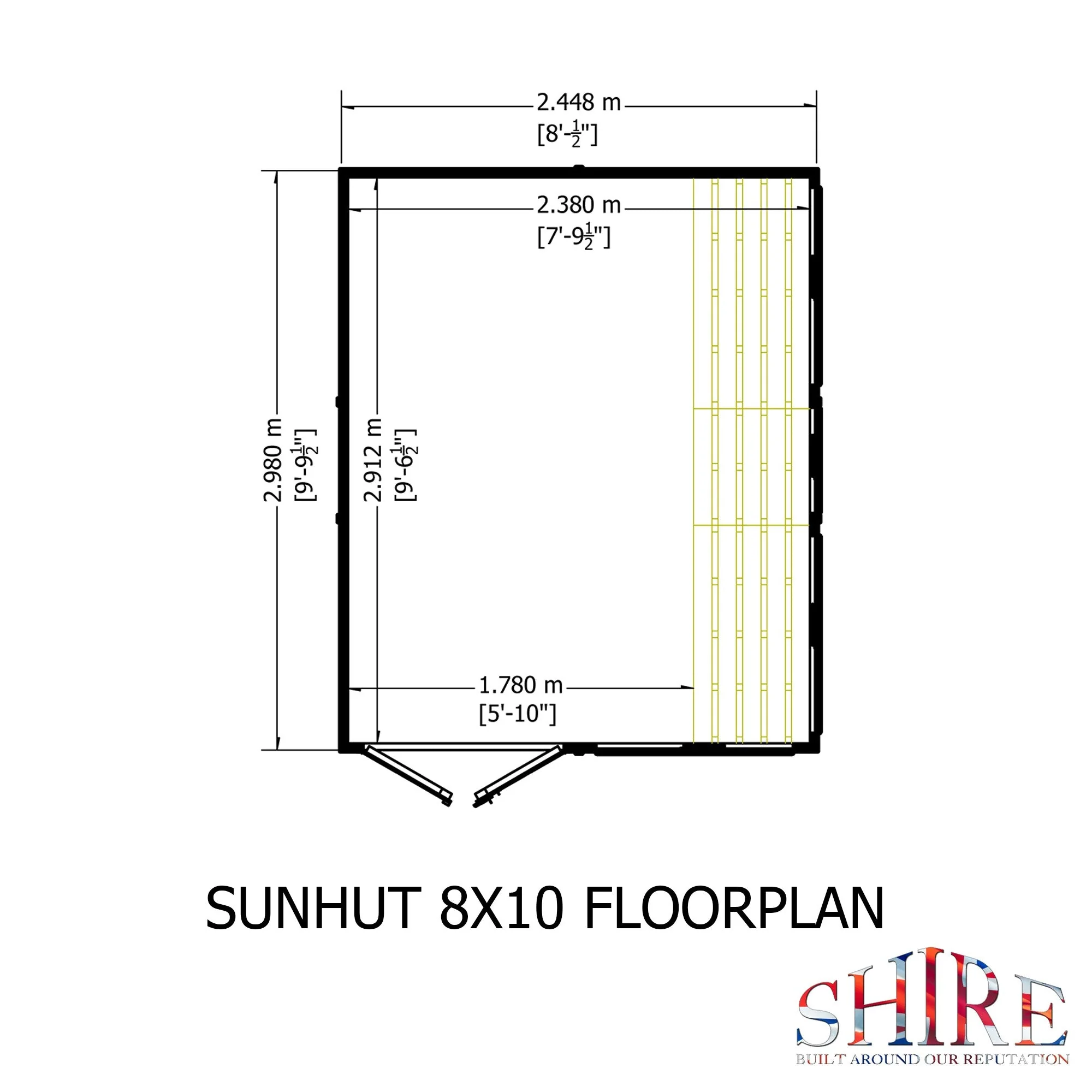 Shire Sun Hut 9' 6" x 8' Apex Potting Shed - Premium Coated Shiplap - Image 3