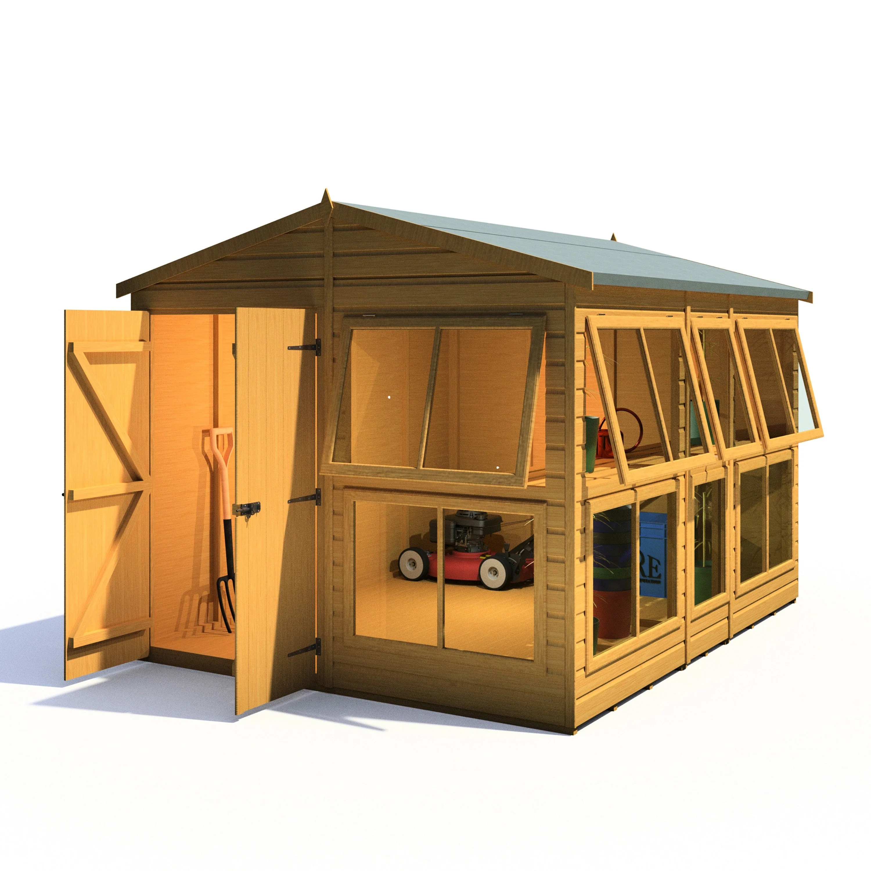 Shire Sun Hut 9' 6" x 8' Apex Potting Shed - Premium Coated Shiplap - Image 8