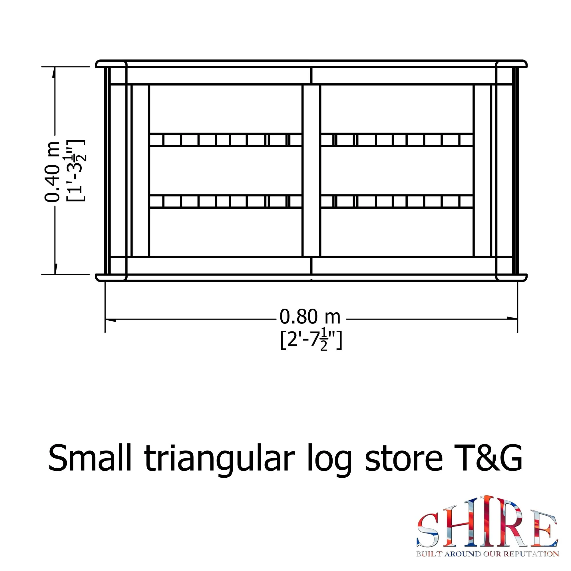 Triangular 1' 3" x 2' 8" Apex Log Store - Premium Pressure Treated Shiplap - Image 3