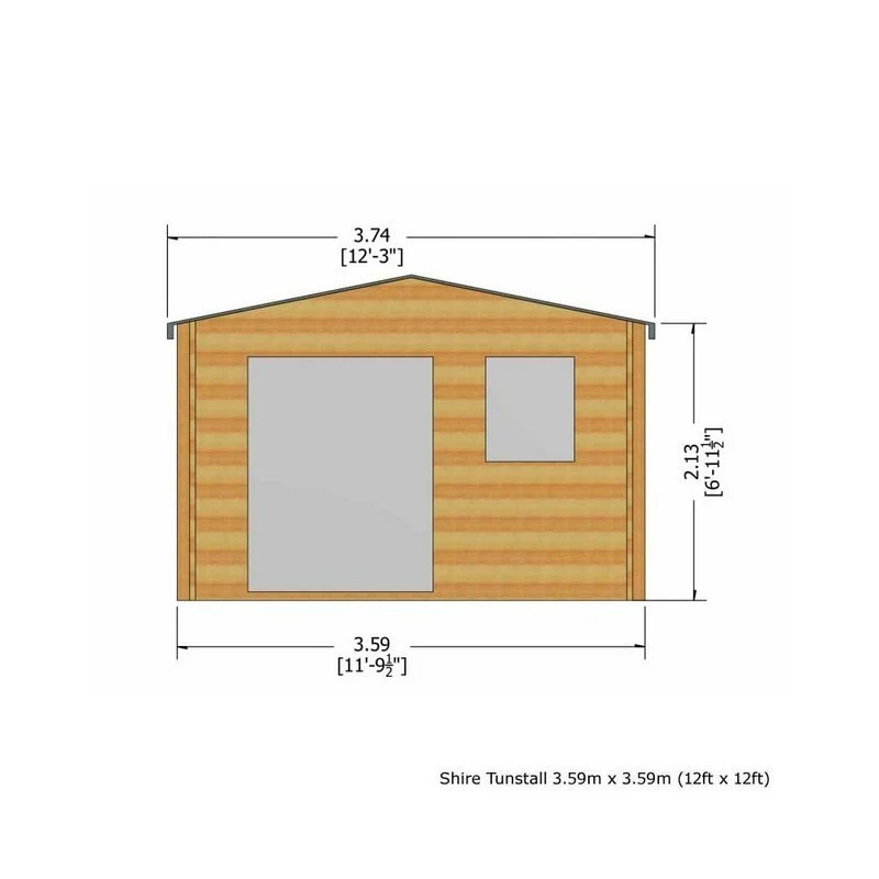 Shire Tunstall 11' 9" x 11' 9" Apex Log Cabin - Premium 34mm Cladding Tongue & Groove - Image 3