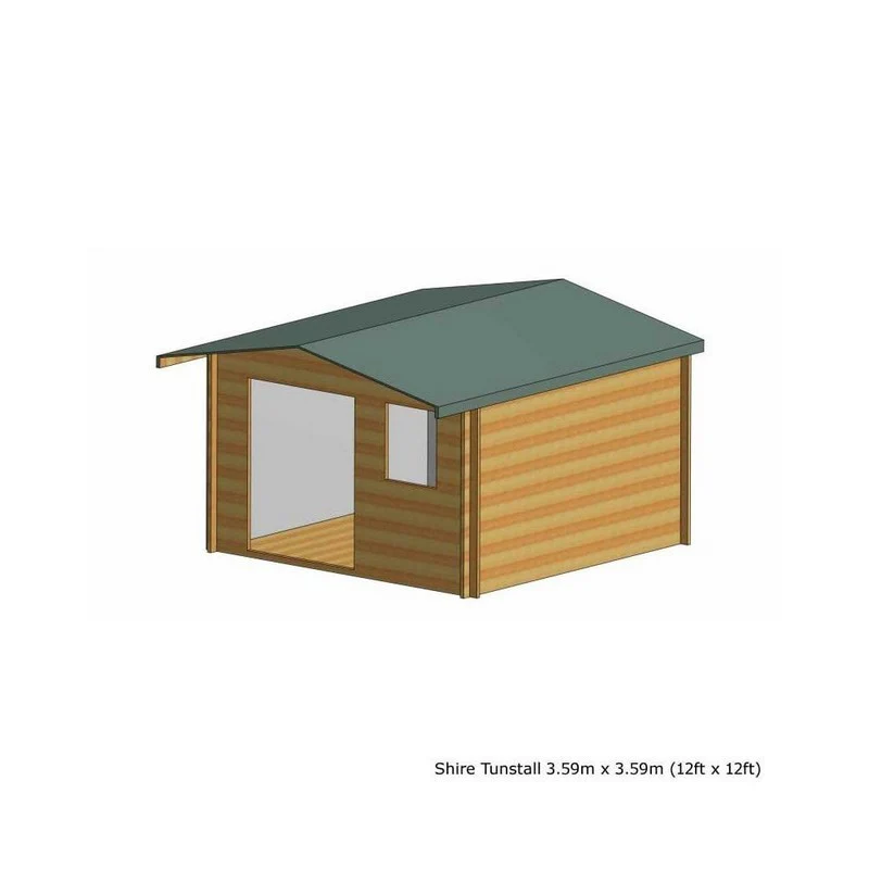 Shire Tunstall 11' 9" x 11' 9" Apex Log Cabin - Premium 44mm Cladding Tongue & Groove - Image 4