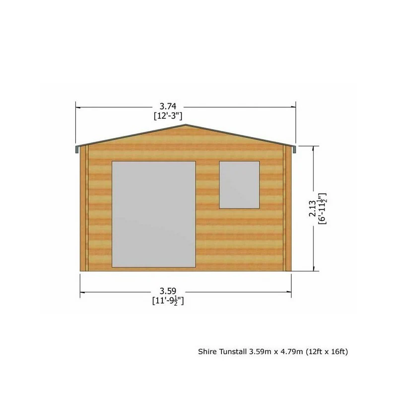 Shire Tunstall 11' 9" x 15' 8" Apex Log Cabin - Premium 28mm Cladding Tongue & Groove - Image 3