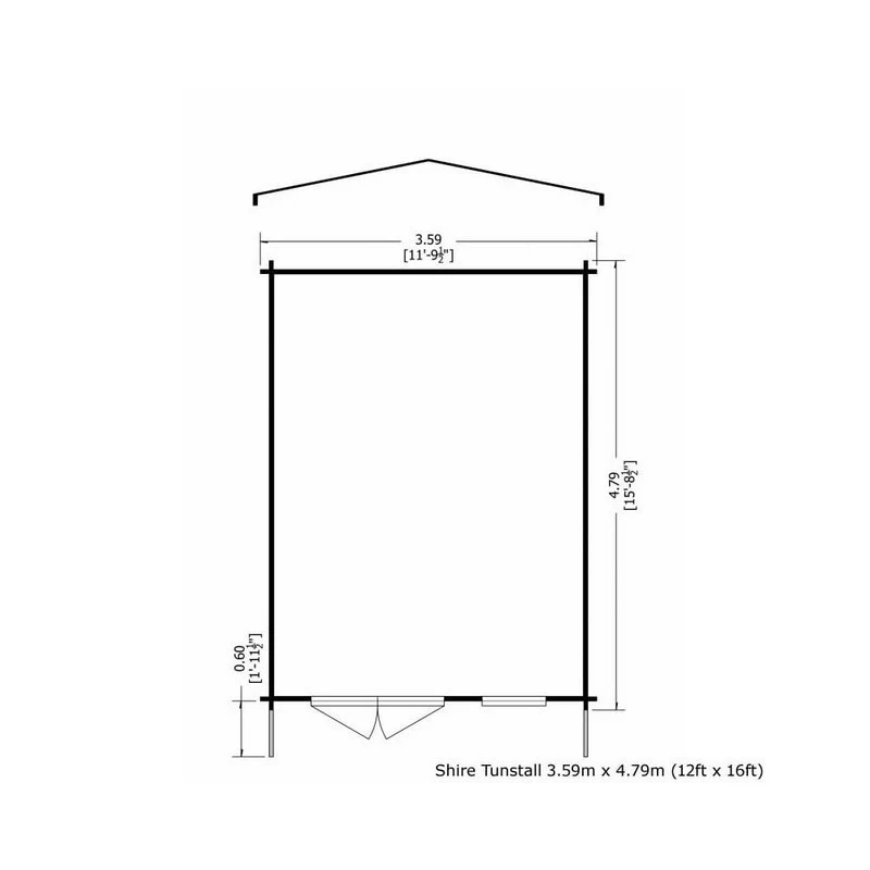 Shire Tunstall 11' 9" x 15' 8" Apex Log Cabin - Premium 44mm Cladding Tongue & Groove - Image 2