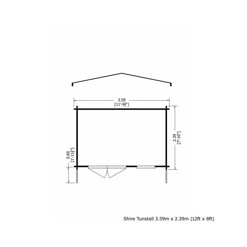Shire Tunstall 11' 9" x 7' 10" Apex Log Cabin - Premium 28mm Cladding Tongue & Groove - Image 2