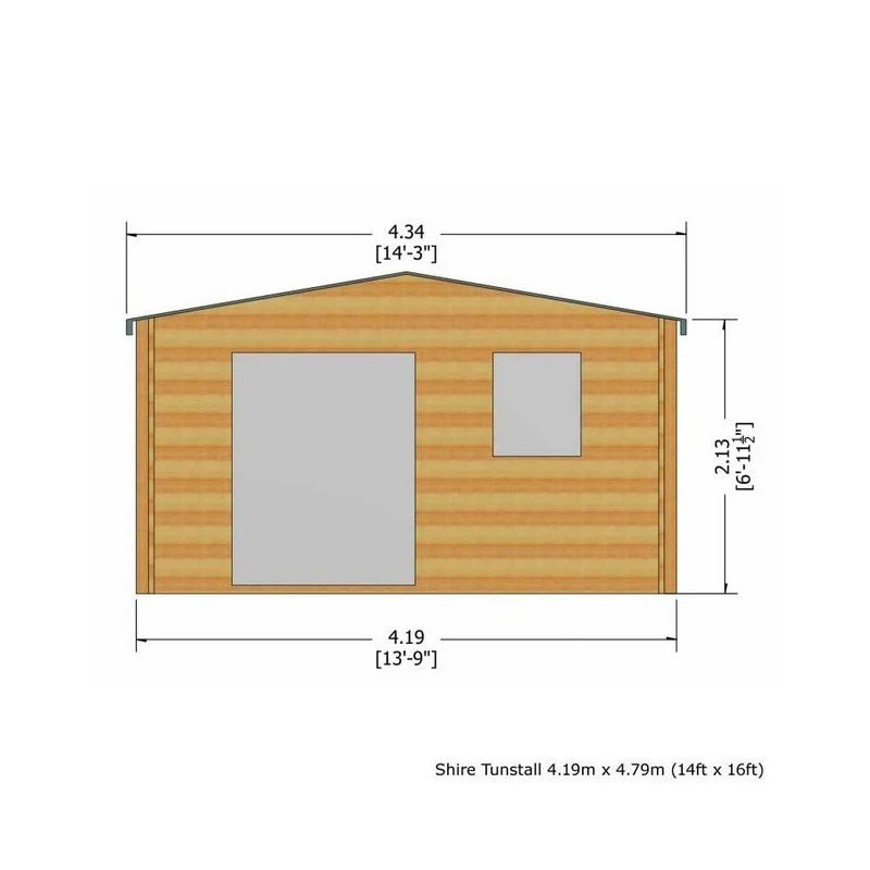 Shire Tunstall 13' 8" x 15' 8" Apex Log Cabin - Premium 44mm Cladding Tongue & Groove - Image 3