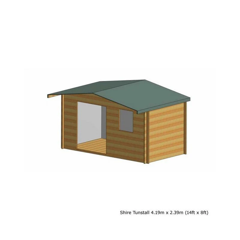 Shire Tunstall 13' 8" x 7' 10" Apex Log Cabin - Premium 70mm Cladding Tongue & Groove - Image 5