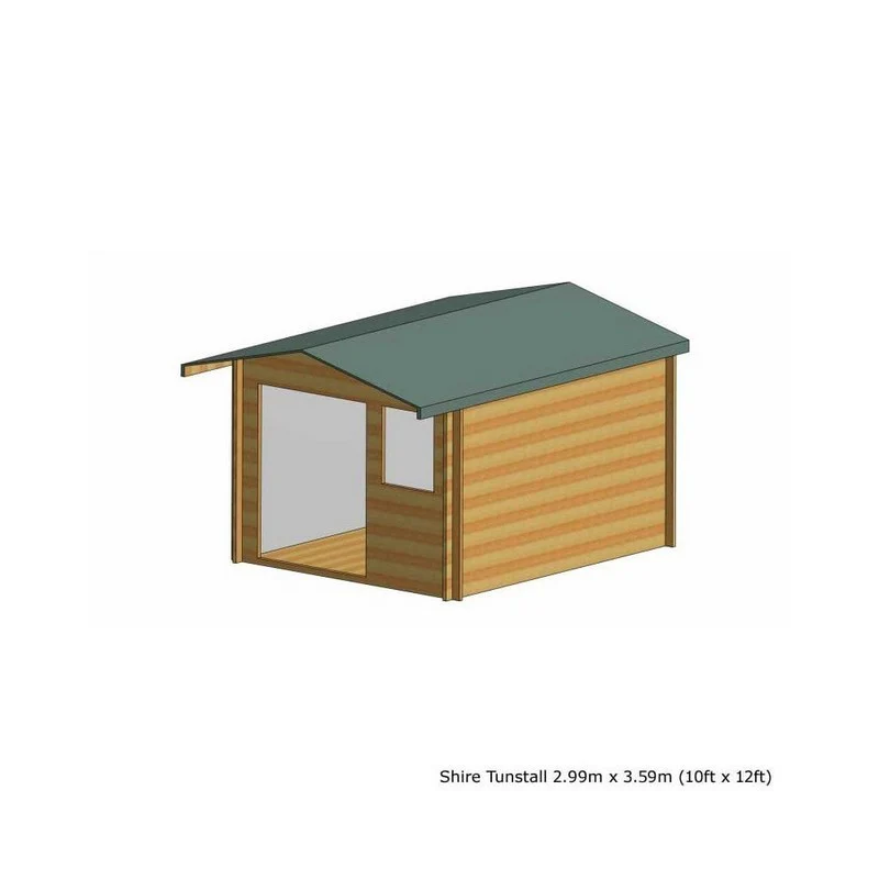 Shire Tunstall 9' 9" x 11' 9" Apex Log Cabin - Premium 28mm Cladding Tongue & Groove - Image 5