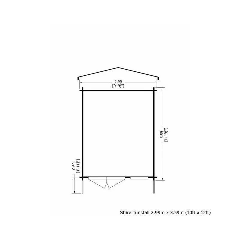 Shire Tunstall 9' 9" x 11' 9" Apex Log Cabin - Premium 44mm Cladding Tongue & Groove - Image 2